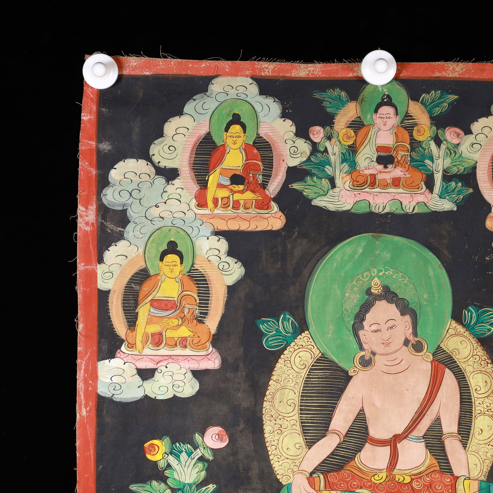 A Rare Painted Color Statue of Manjusri Tangka - 2