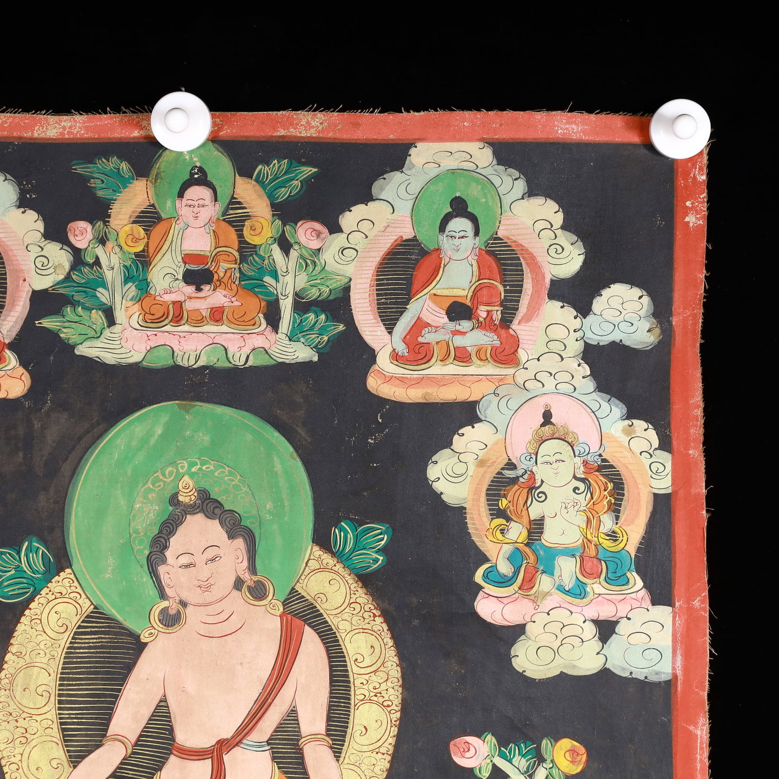 A Rare Painted Color Statue of Manjusri Tangka - 3