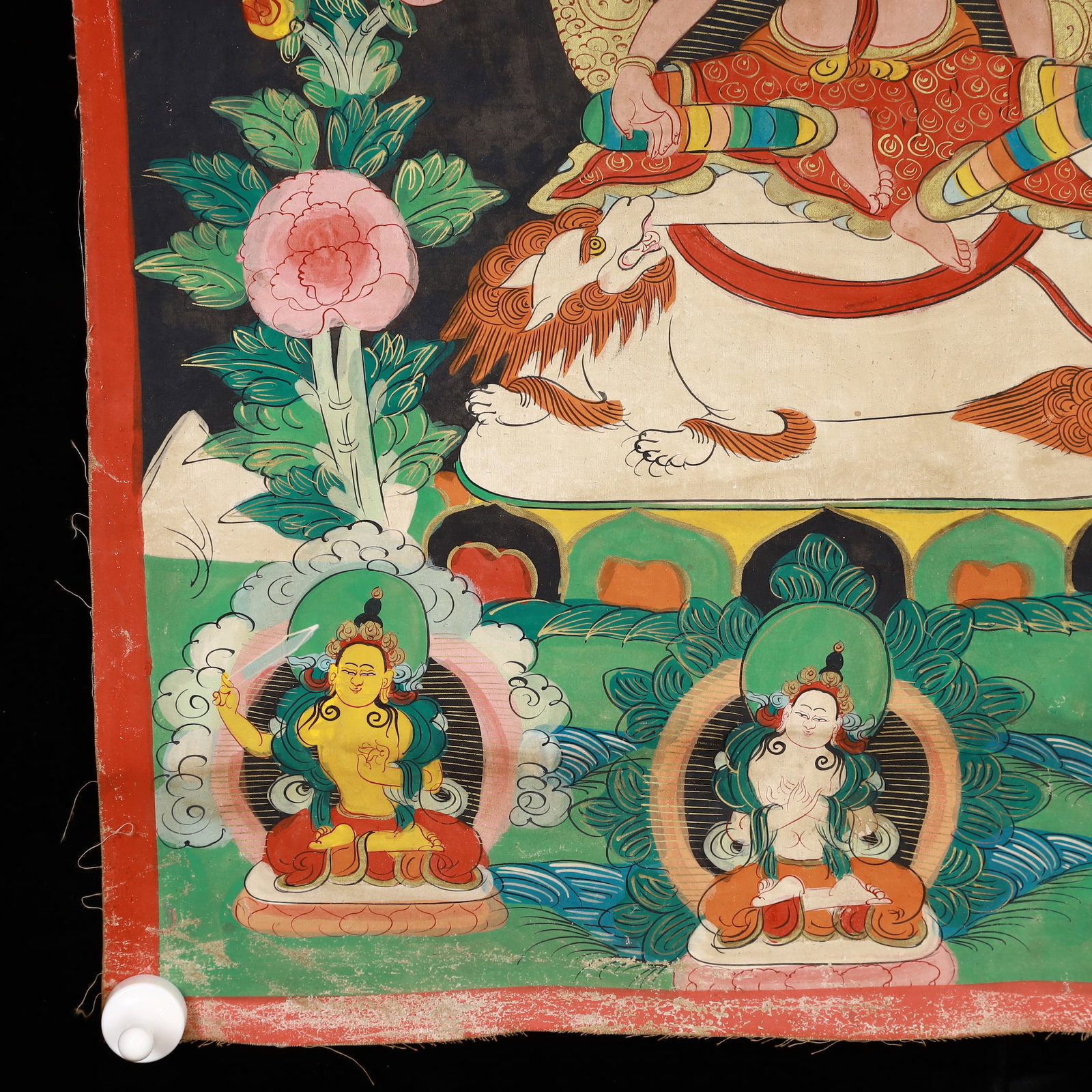 A Rare Painted Color Statue of Manjusri Tangka - 6