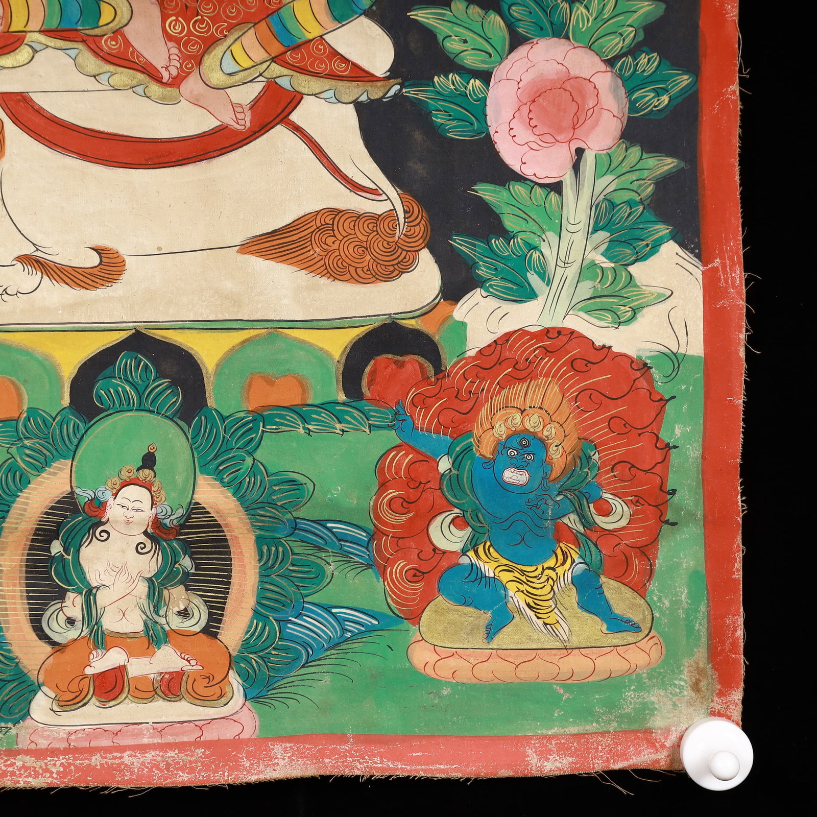 A Rare Painted Color Statue of Manjusri Tangka - 7
