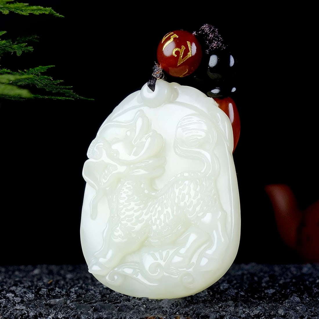 An Exquisite White Jade Kylin Pendant - 2