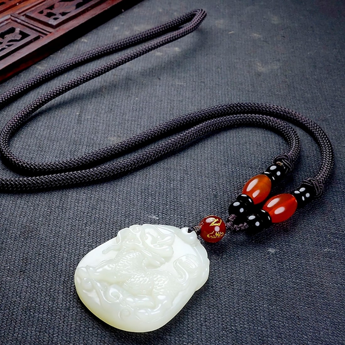 An Exquisite White Jade Kylin Pendant - 6