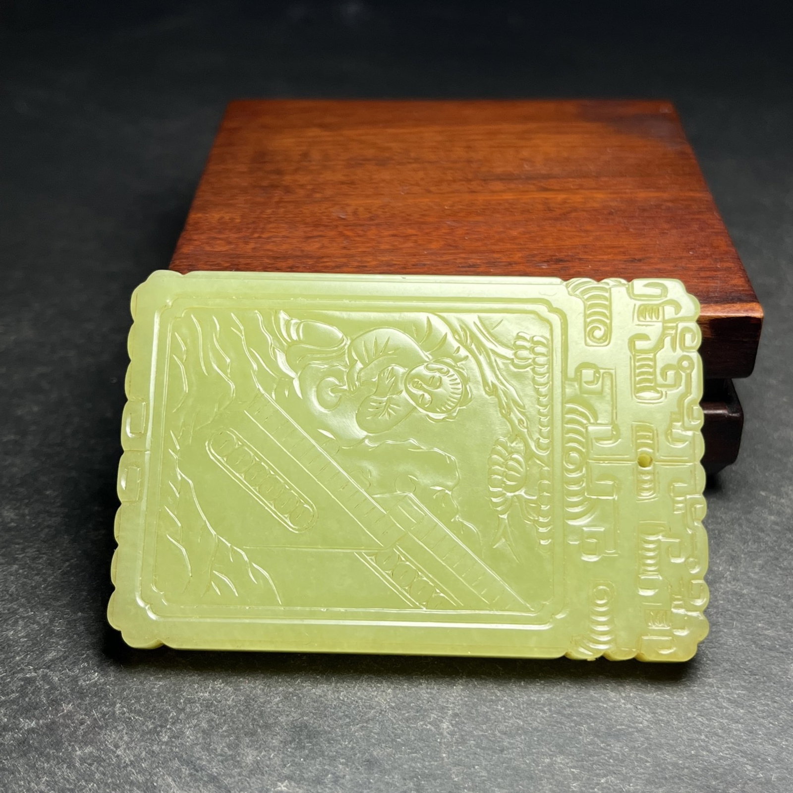 An Exquisite Yellow Jade Landscape and Figure Pattern Pendant,With Poem - 2