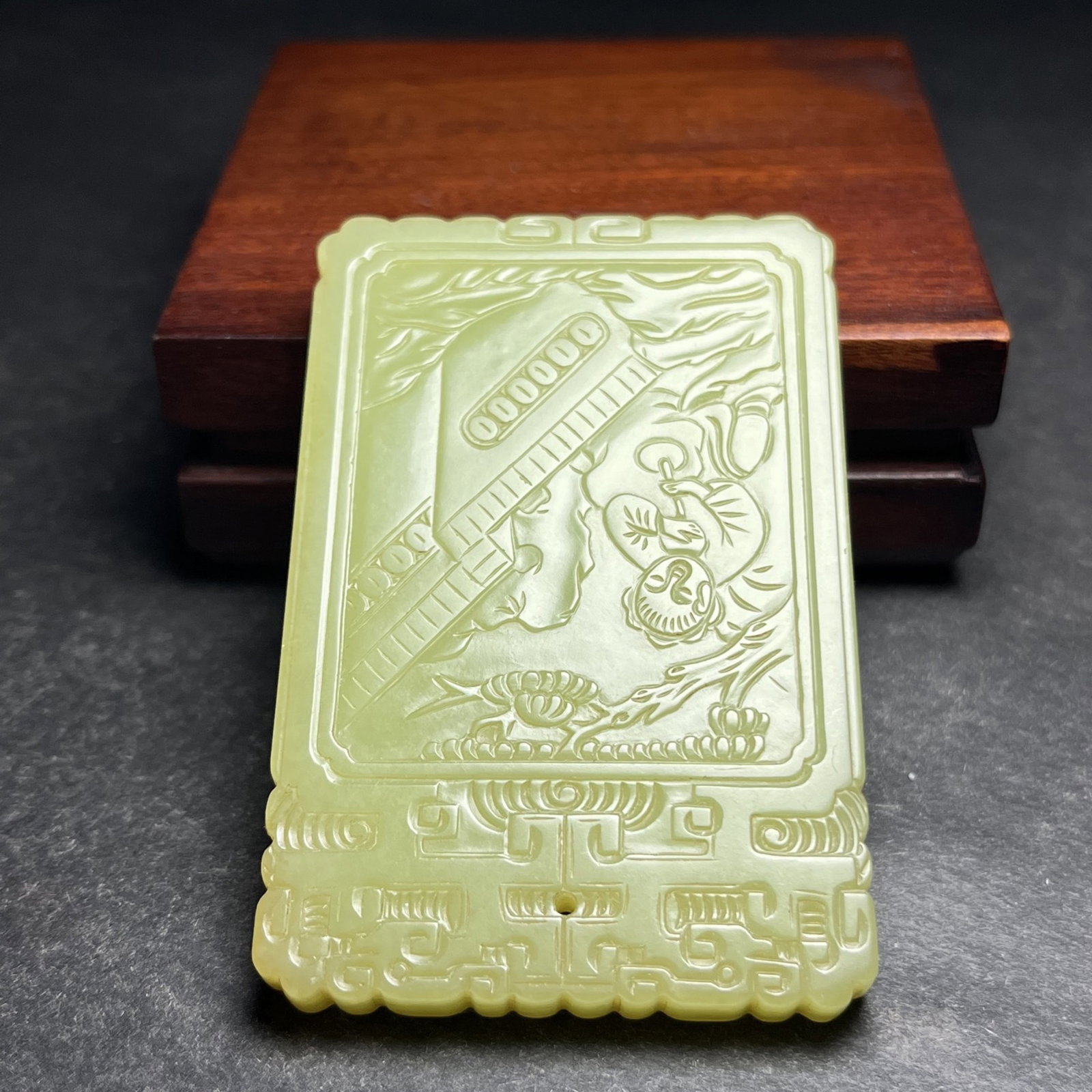 An Exquisite Yellow Jade Landscape and Figure Pattern Pendant,With Poem - 3