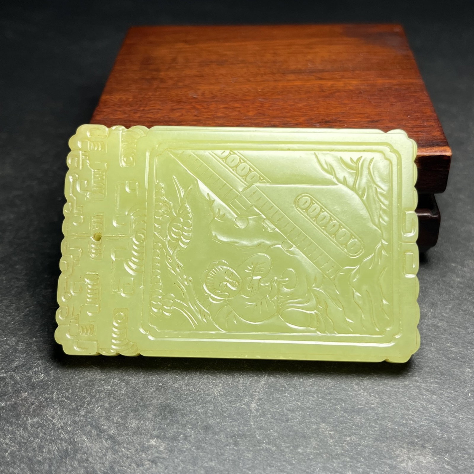 An Exquisite Yellow Jade Landscape and Figure Pattern Pendant,With Poem - 4