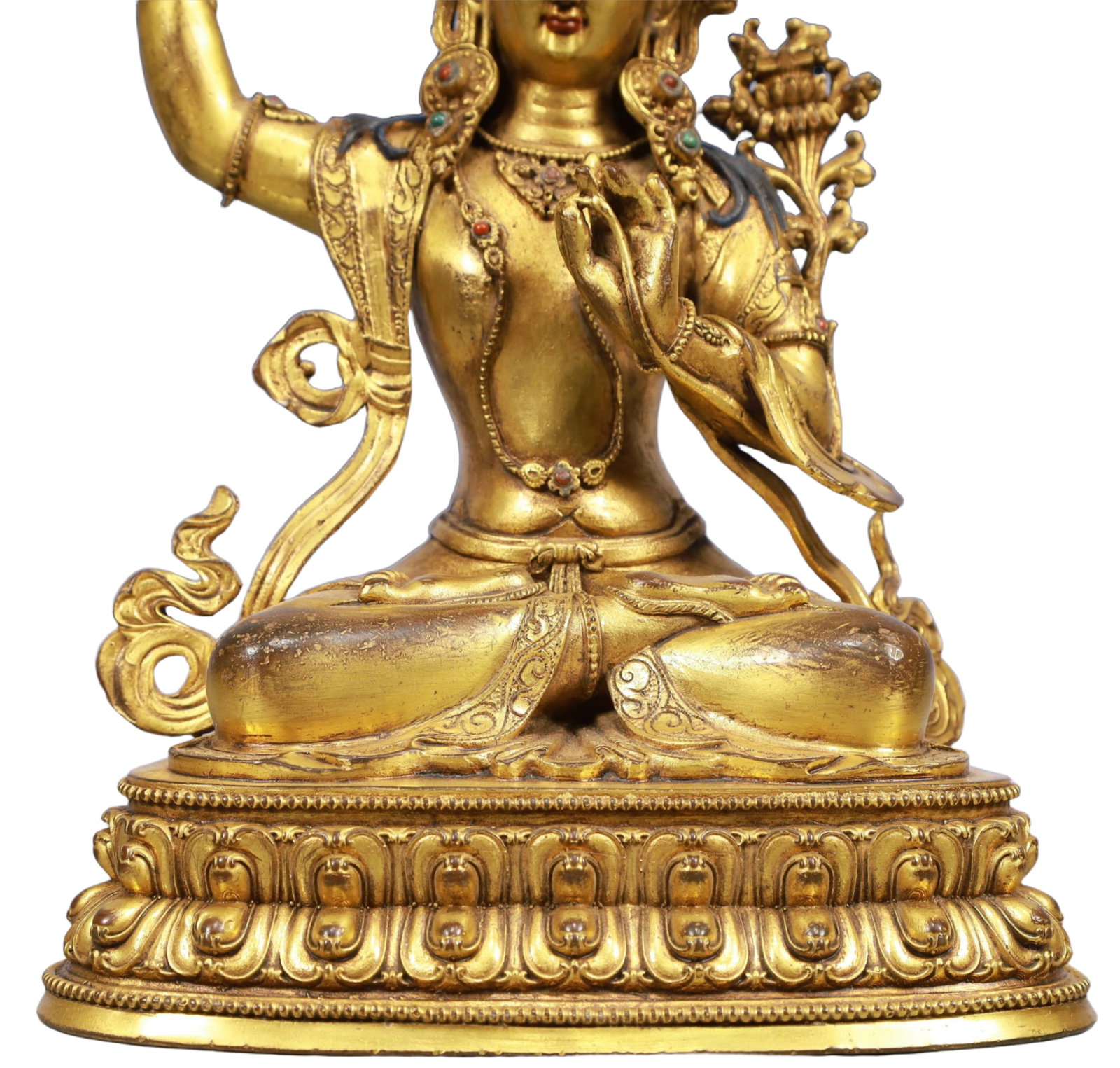 A Solemn Gilt Bronze Statue of Manjusri - 3