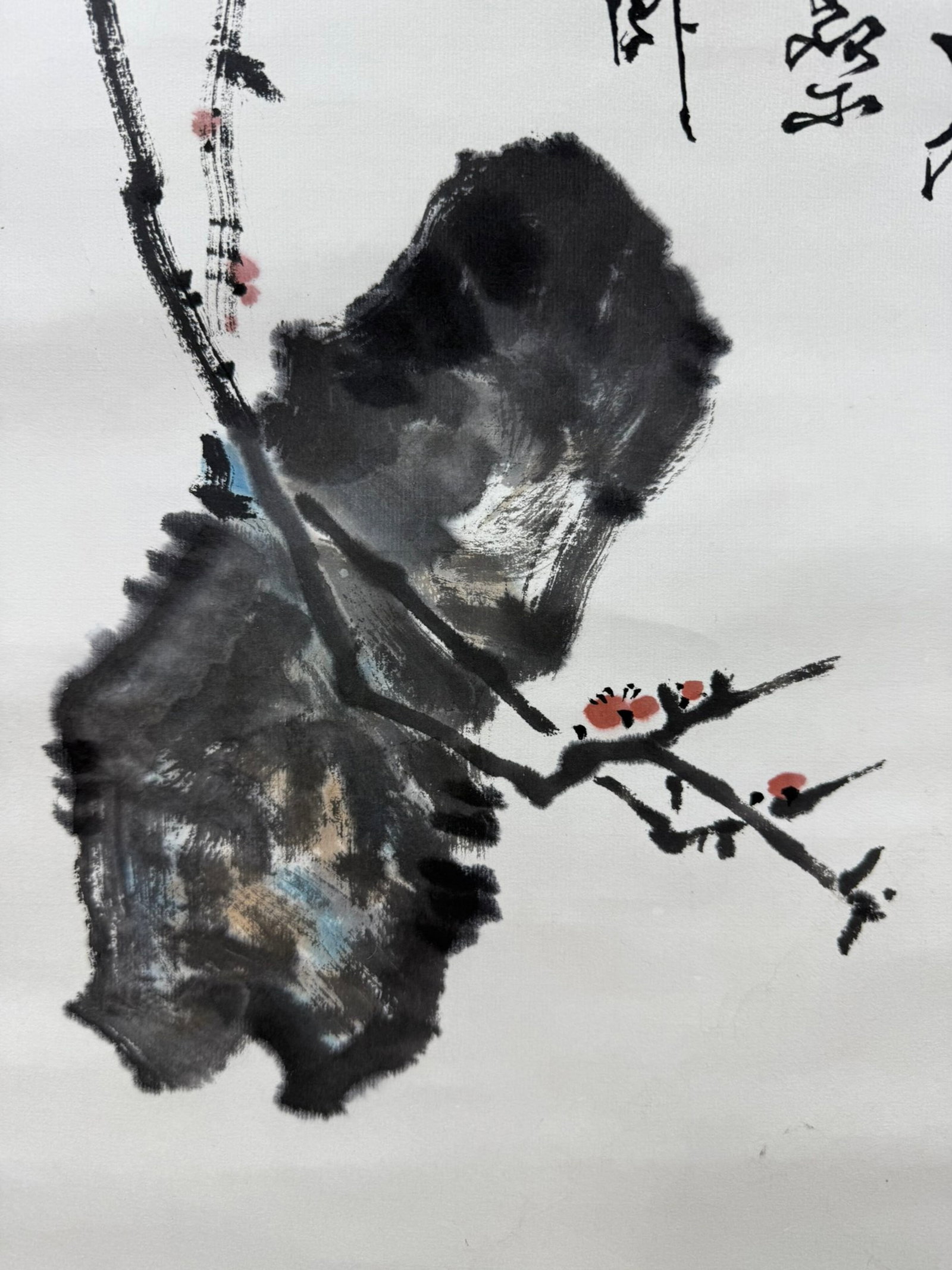 A Chinese Vertical Scroll Ink Painting of Plum Blossom on Paper,Shi Lu - 3