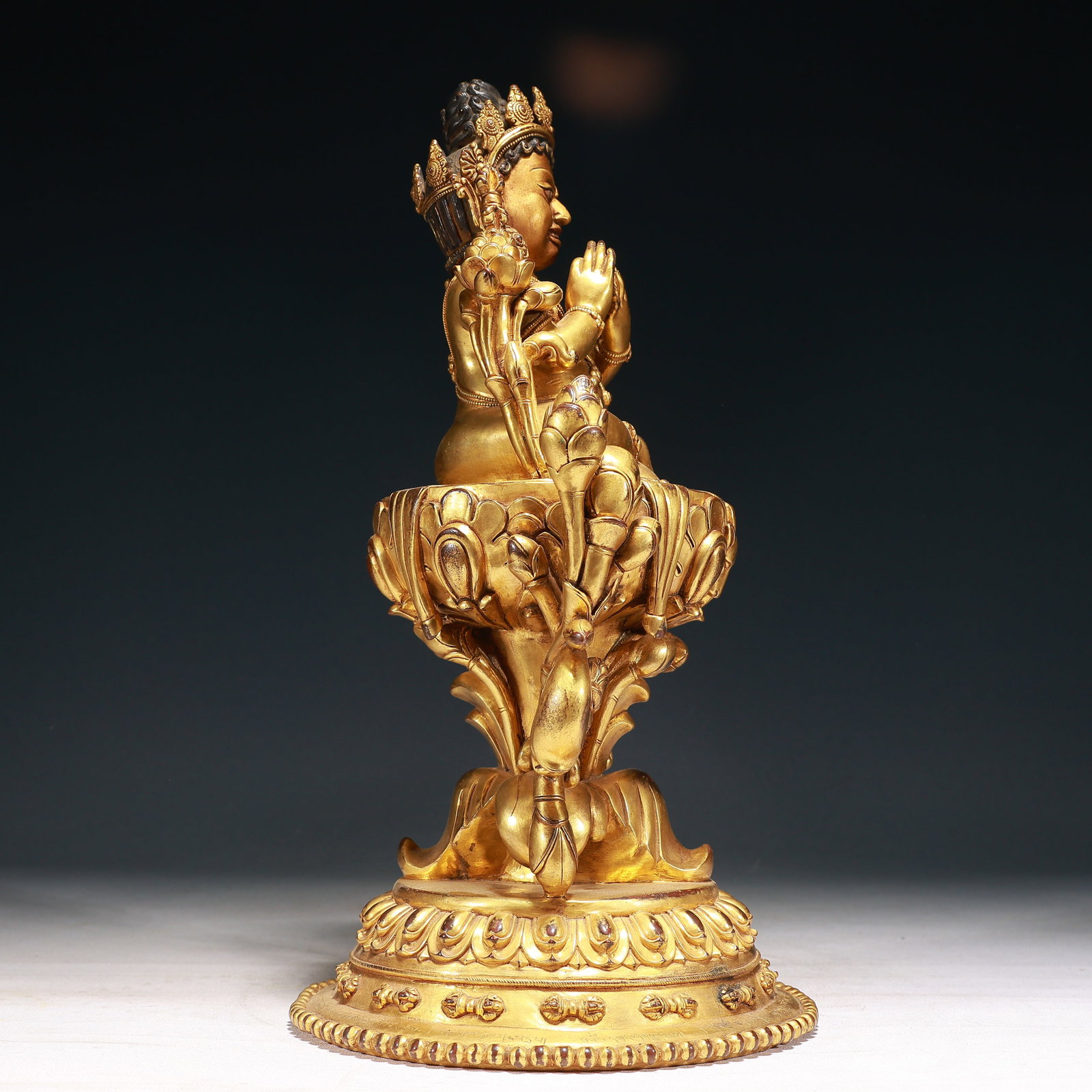 A Solemn Gilt Bronze Statue of Mammon,With Inscription - 10