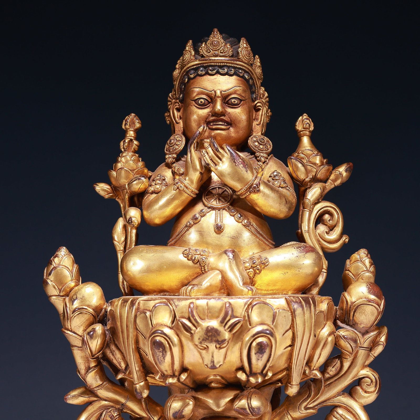 A Solemn Gilt Bronze Statue of Mammon,With Inscription - 2