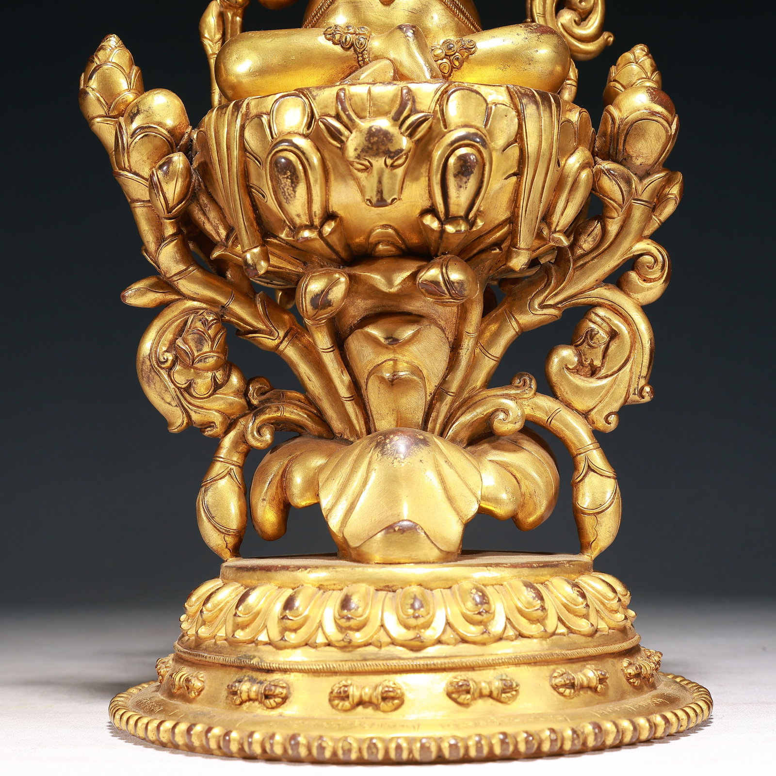 A Solemn Gilt Bronze Statue of Mammon,With Inscription - 3