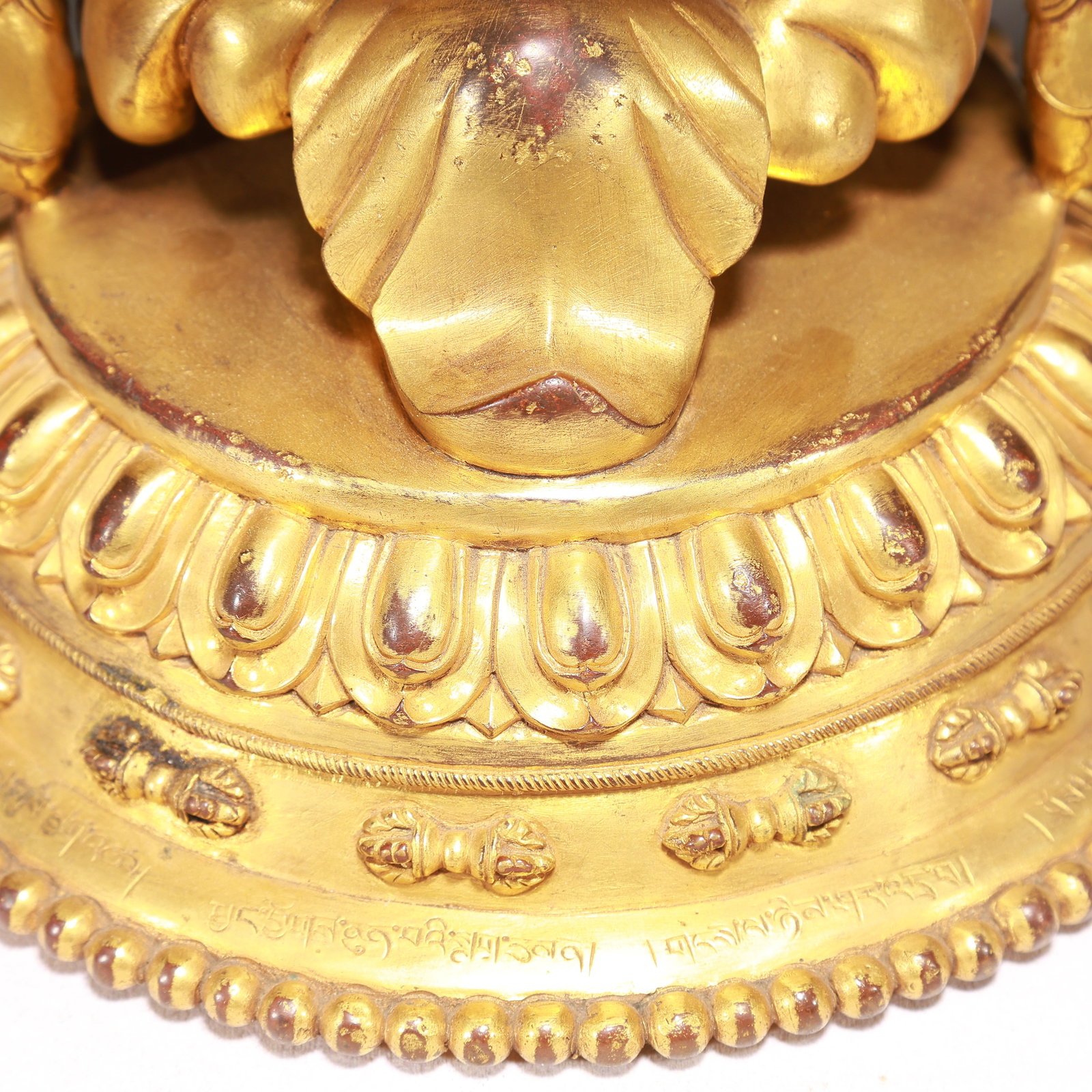 A Solemn Gilt Bronze Statue of Mammon,With Inscription - 5