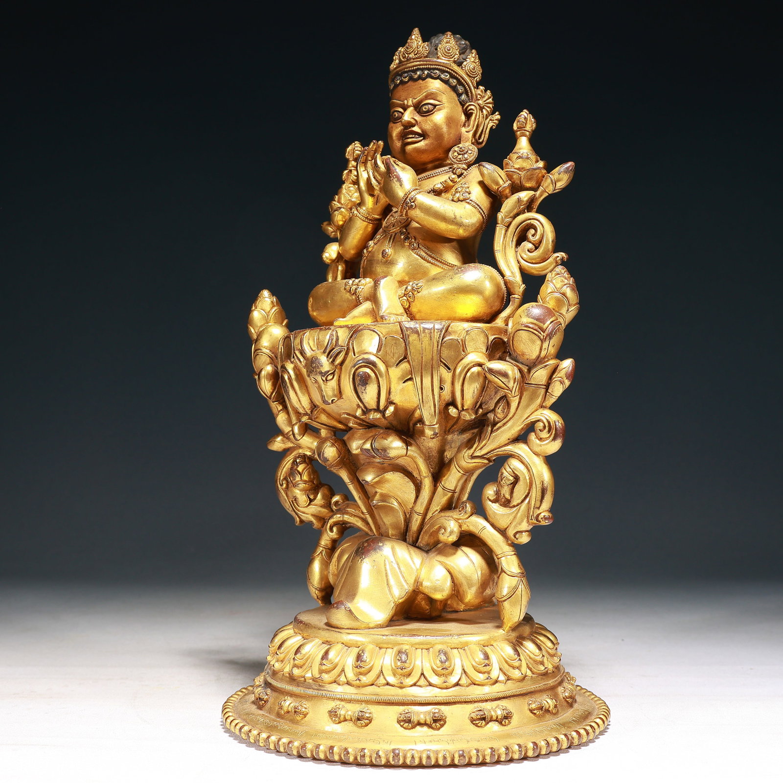 A Solemn Gilt Bronze Statue of Mammon,With Inscription - 6