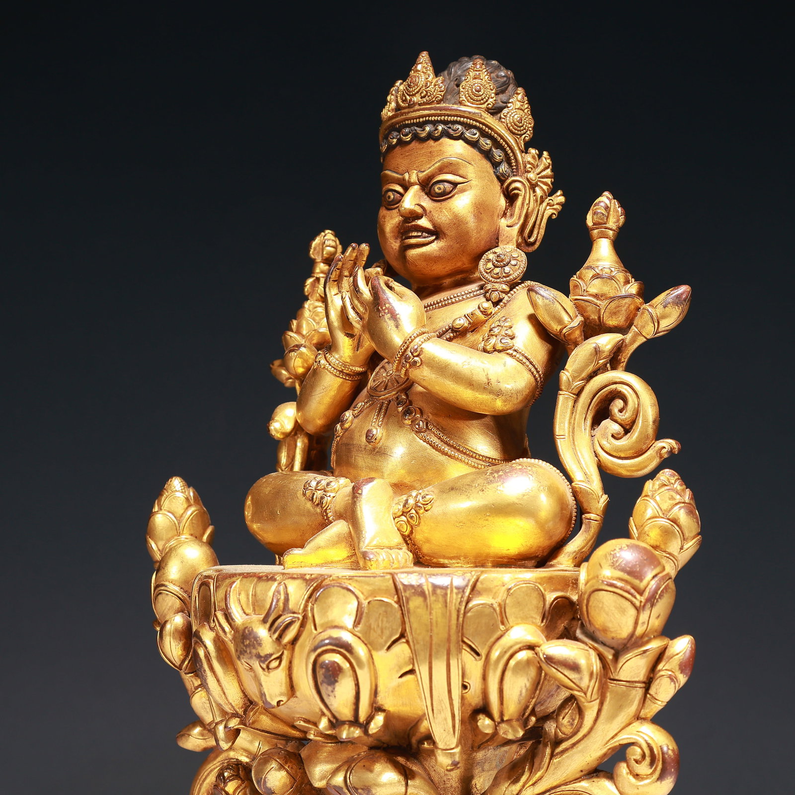 A Solemn Gilt Bronze Statue of Mammon,With Inscription - 7