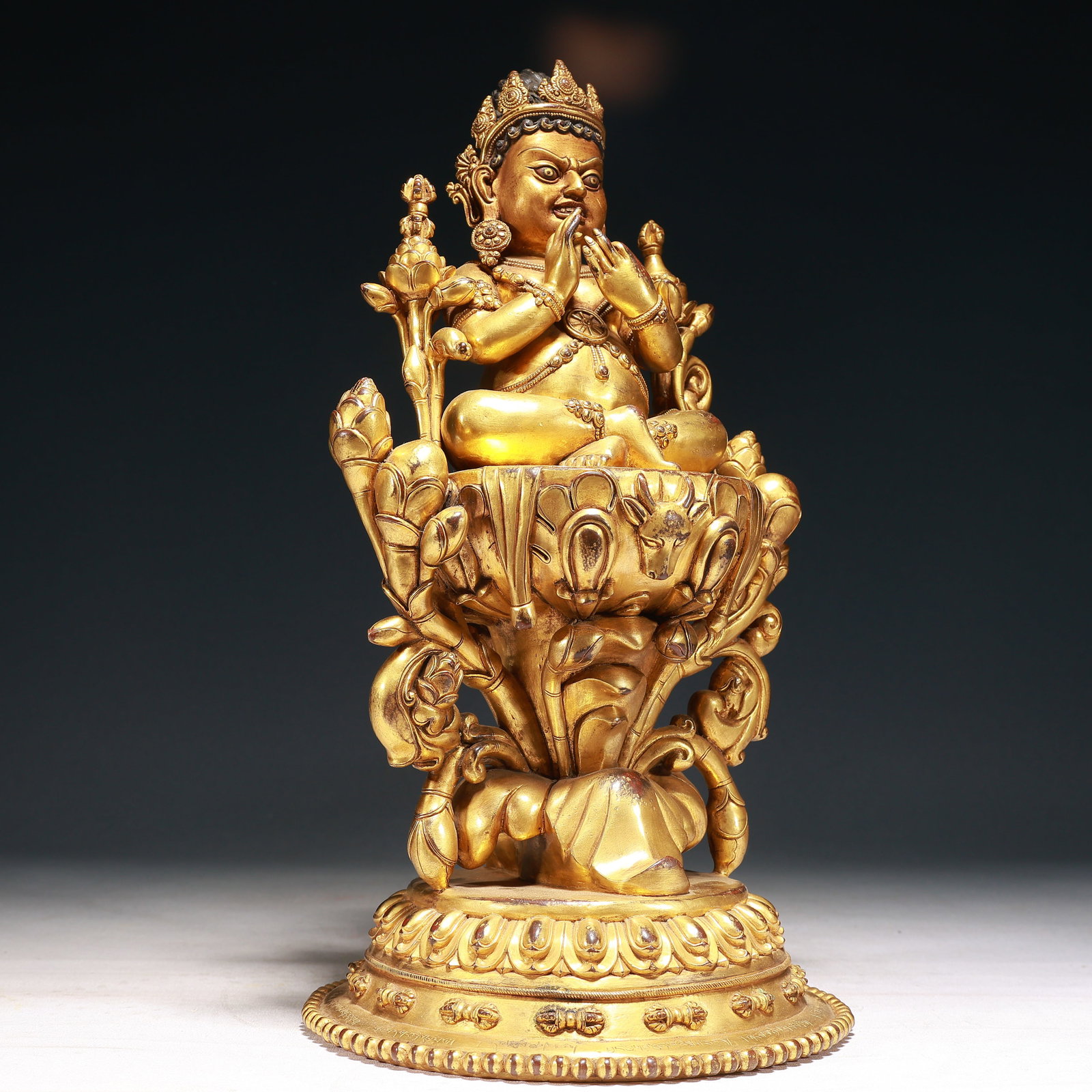 A Solemn Gilt Bronze Statue of Mammon,With Inscription - 8