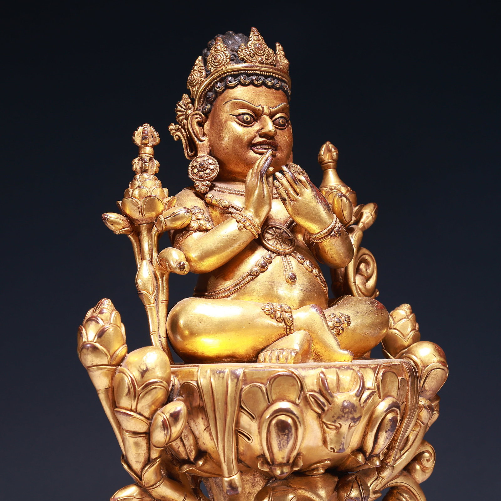 A Solemn Gilt Bronze Statue of Mammon,With Inscription - 9