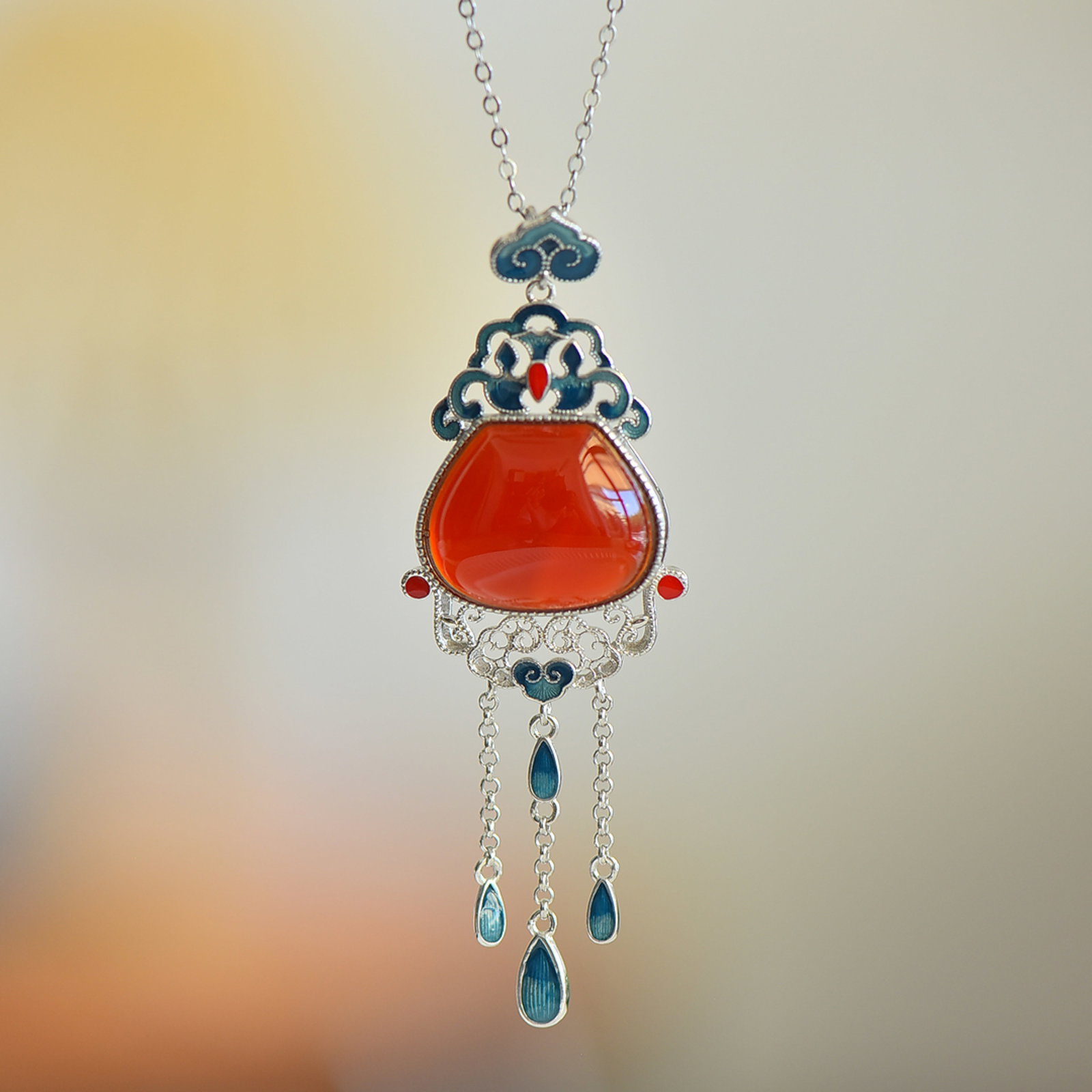 A Set of Fine Sterling Silver Inlaid Agate Jewelrys - 3