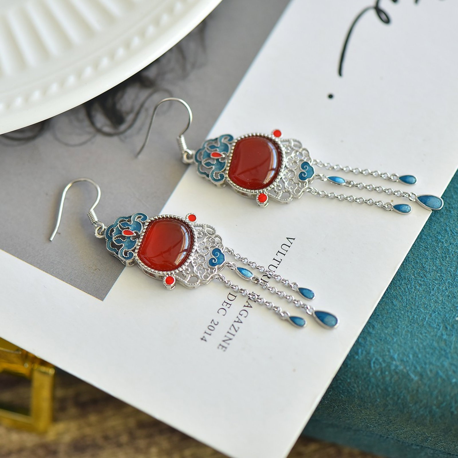 A Set of Fine Sterling Silver Inlaid Agate Jewelrys - 4