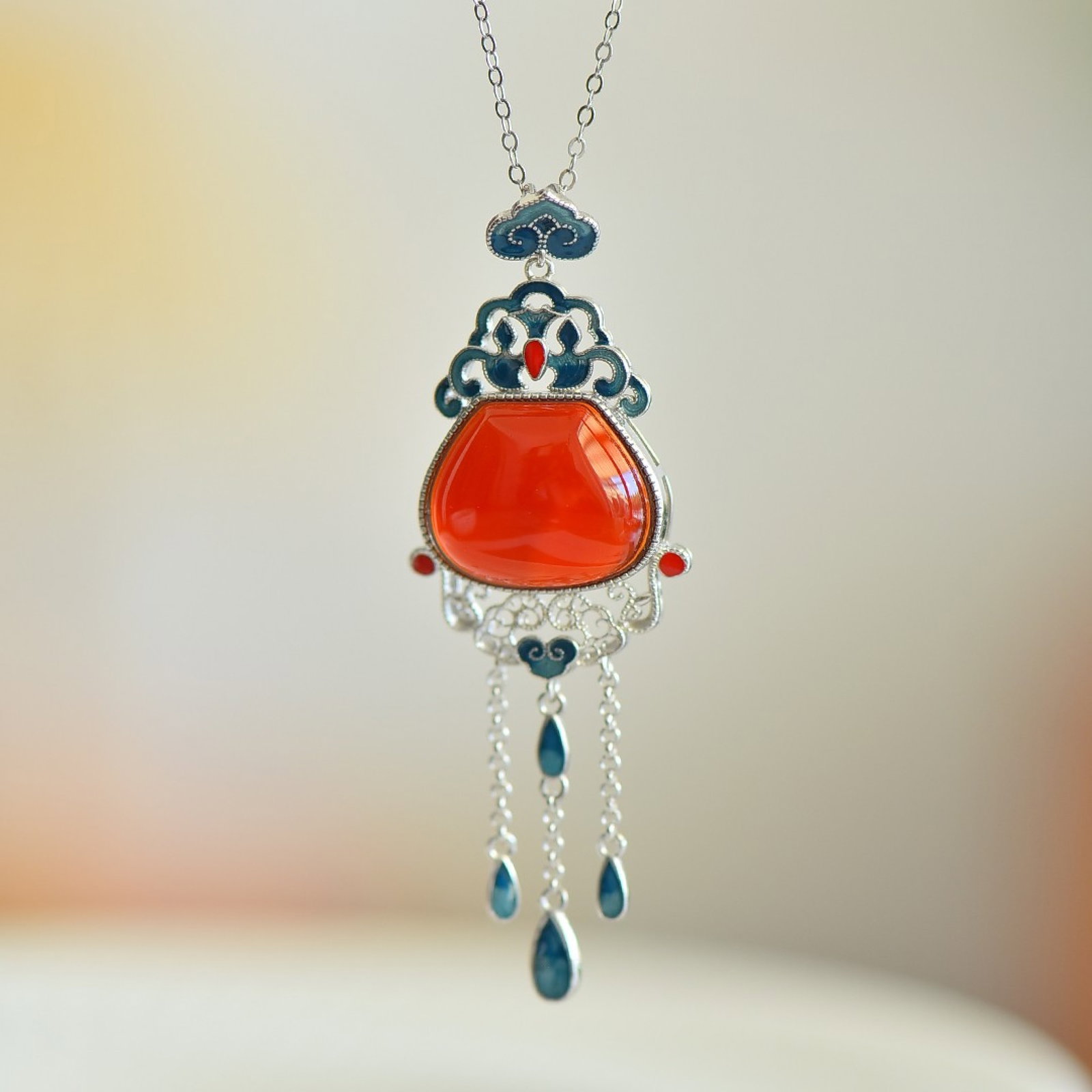 A Set of Fine Sterling Silver Inlaid Agate Jewelrys - 5
