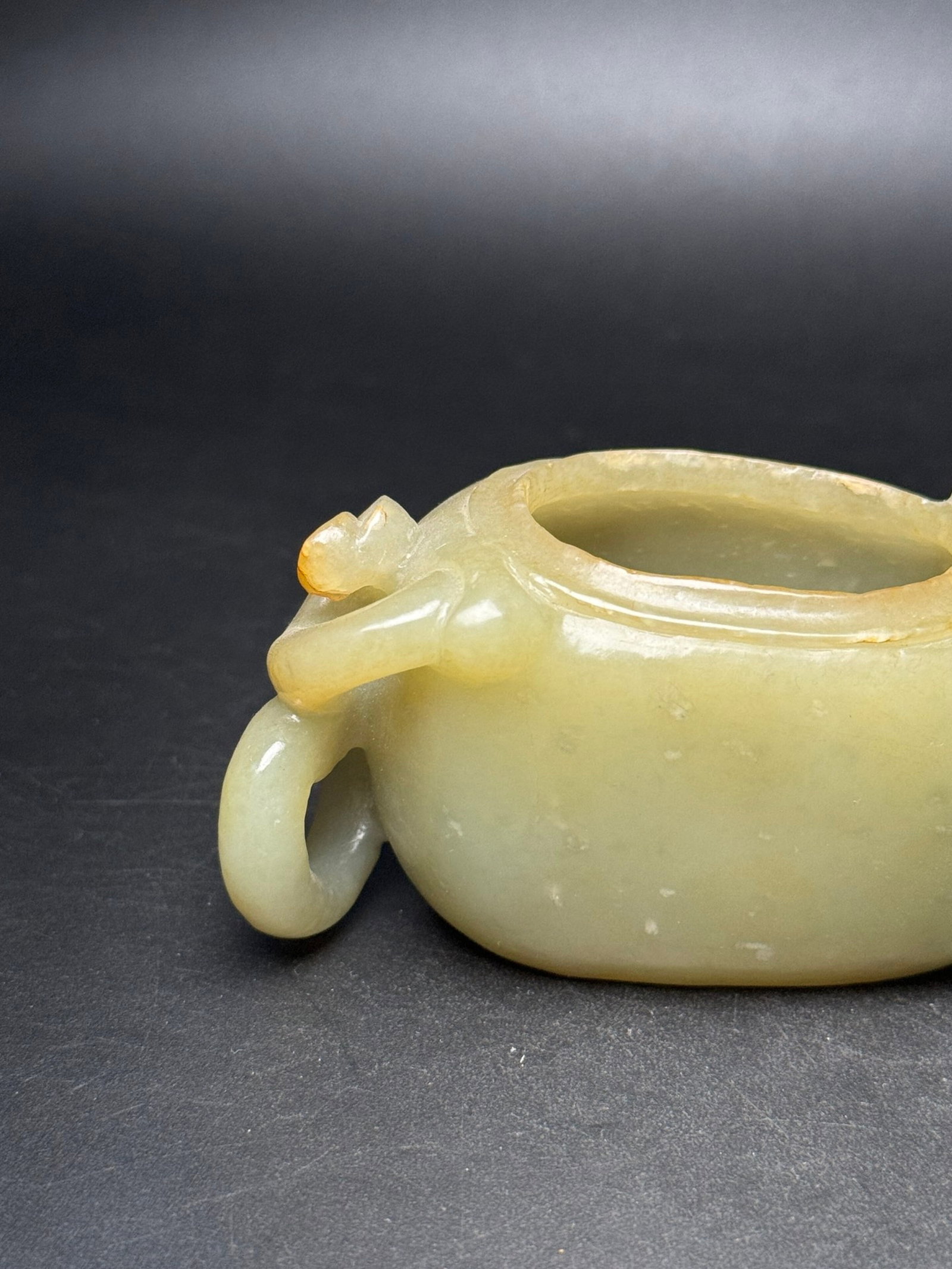 An Exquisite White Jade Chi-Dragon Pattern Brush Washer - 5