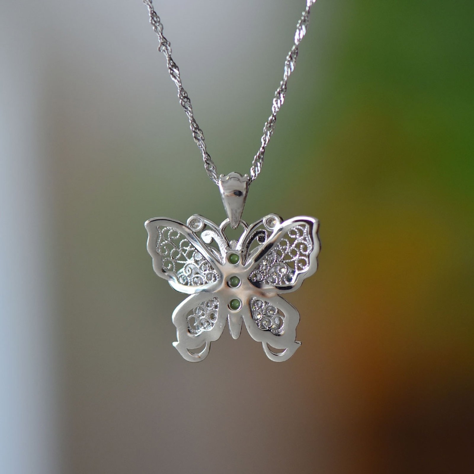 An Exquisite Sterling Silver Inlaid Jasper Pendant,Inlaid Diamond - 5