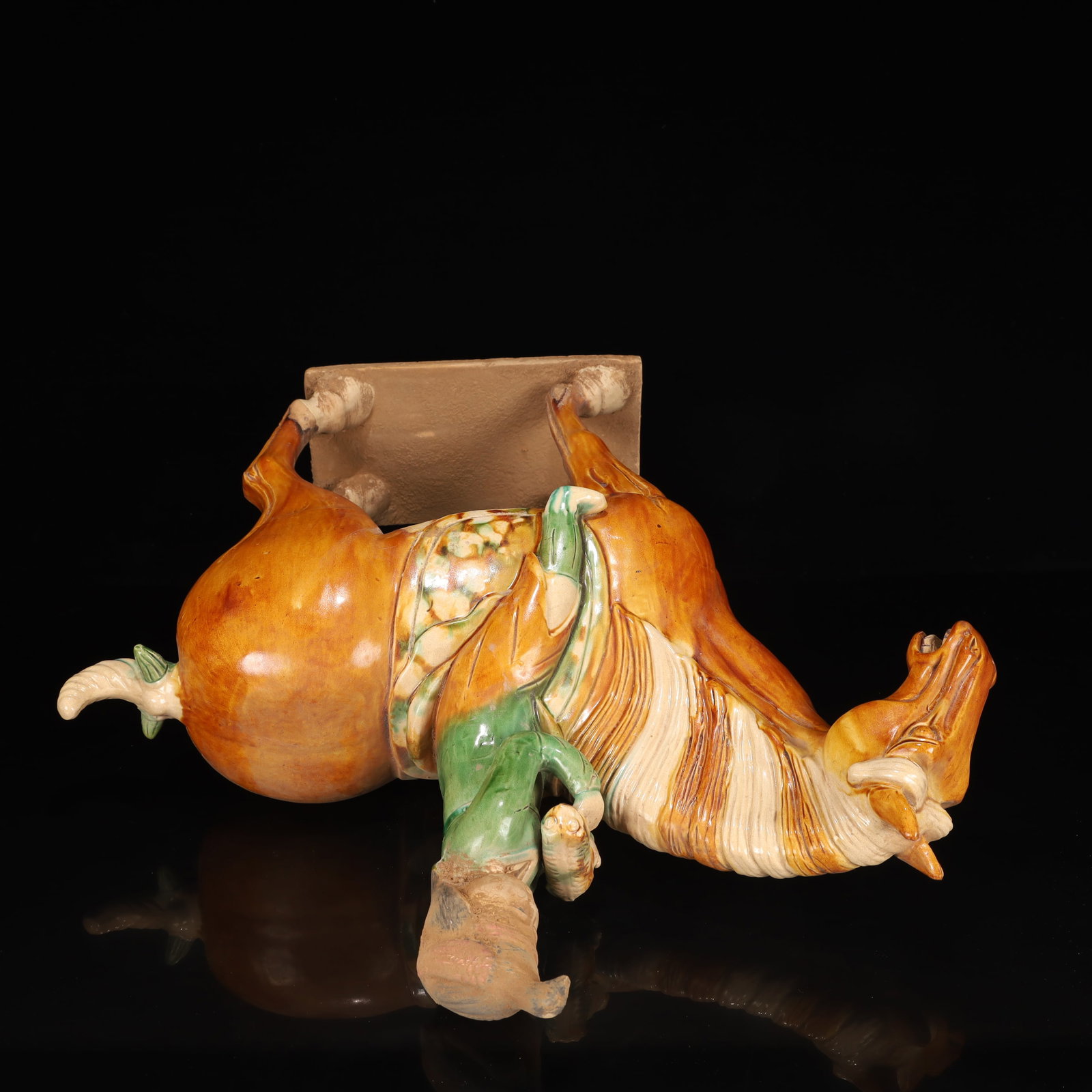 A Rare Tang Tri-Color Glazed Pottery Figure Riding Horse Ornament - 11