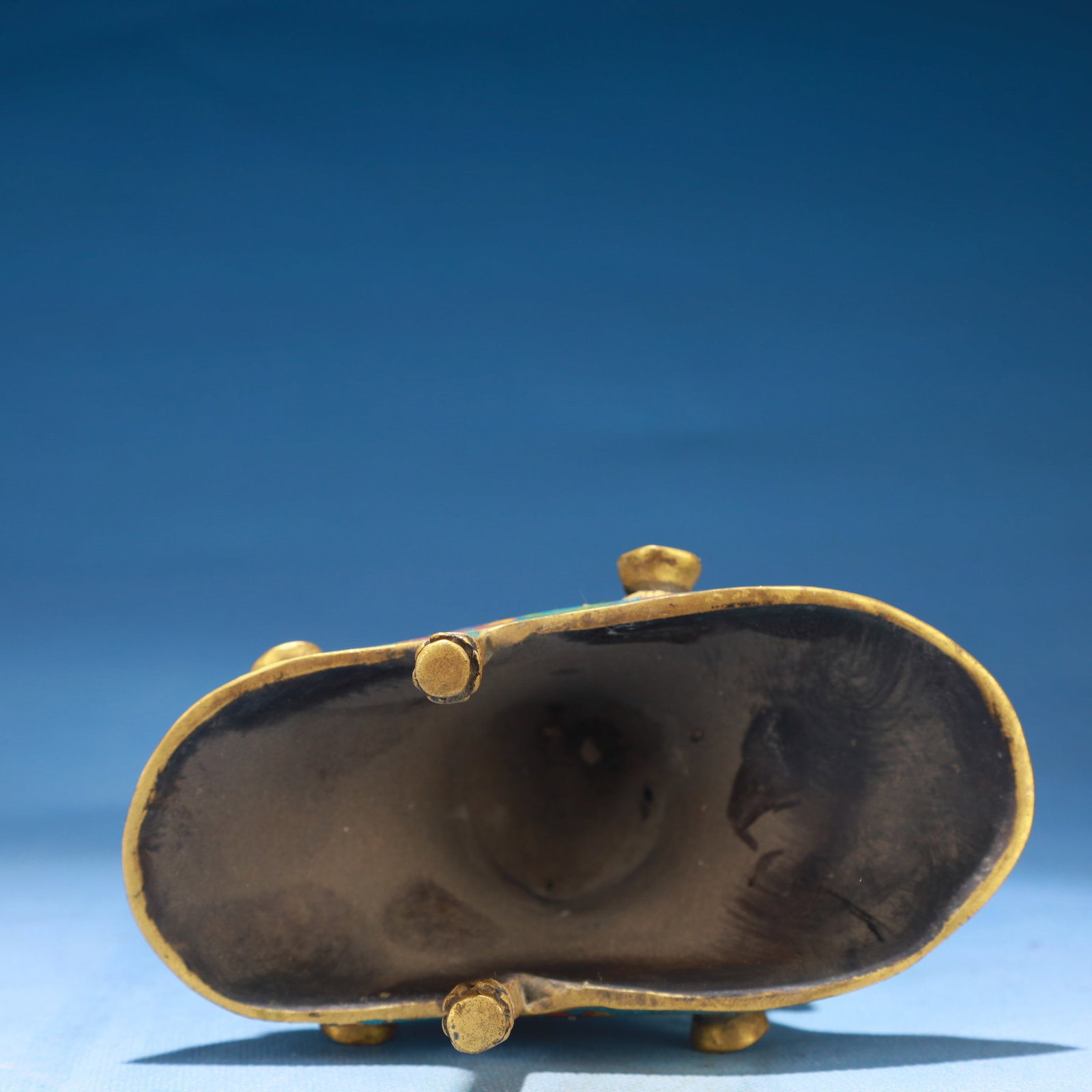 An Exquisite Cloisonne Lotus Pattern Tripod Libation Cup,with Base - 8