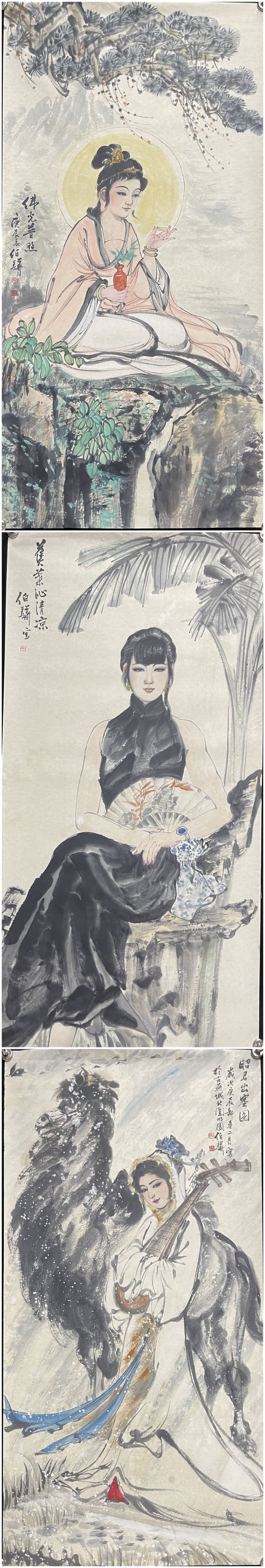 A Set of Chinese Ink Painting of Woman on Paper,Bai Bohua - 17