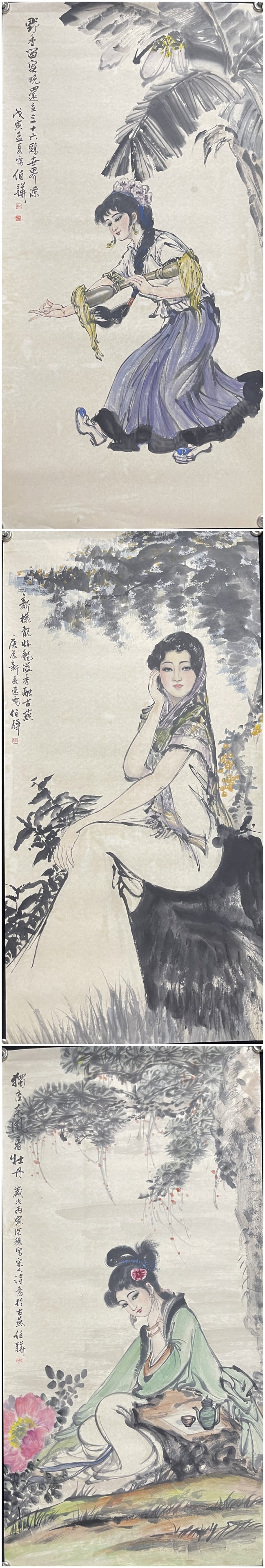 A Set of Chinese Ink Painting of Woman on Paper,Bai Bohua - 18