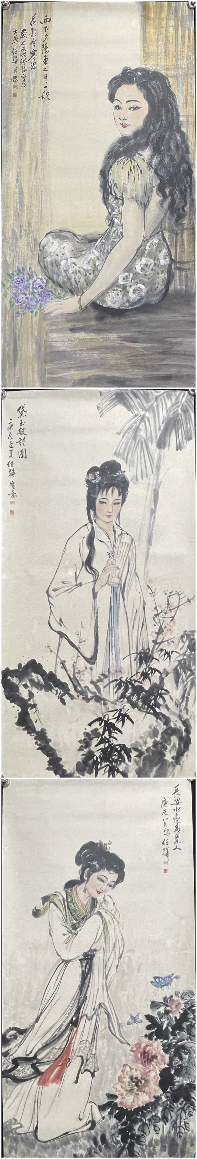A Set of Chinese Ink Painting of Woman on Paper,Bai Bohua - 19