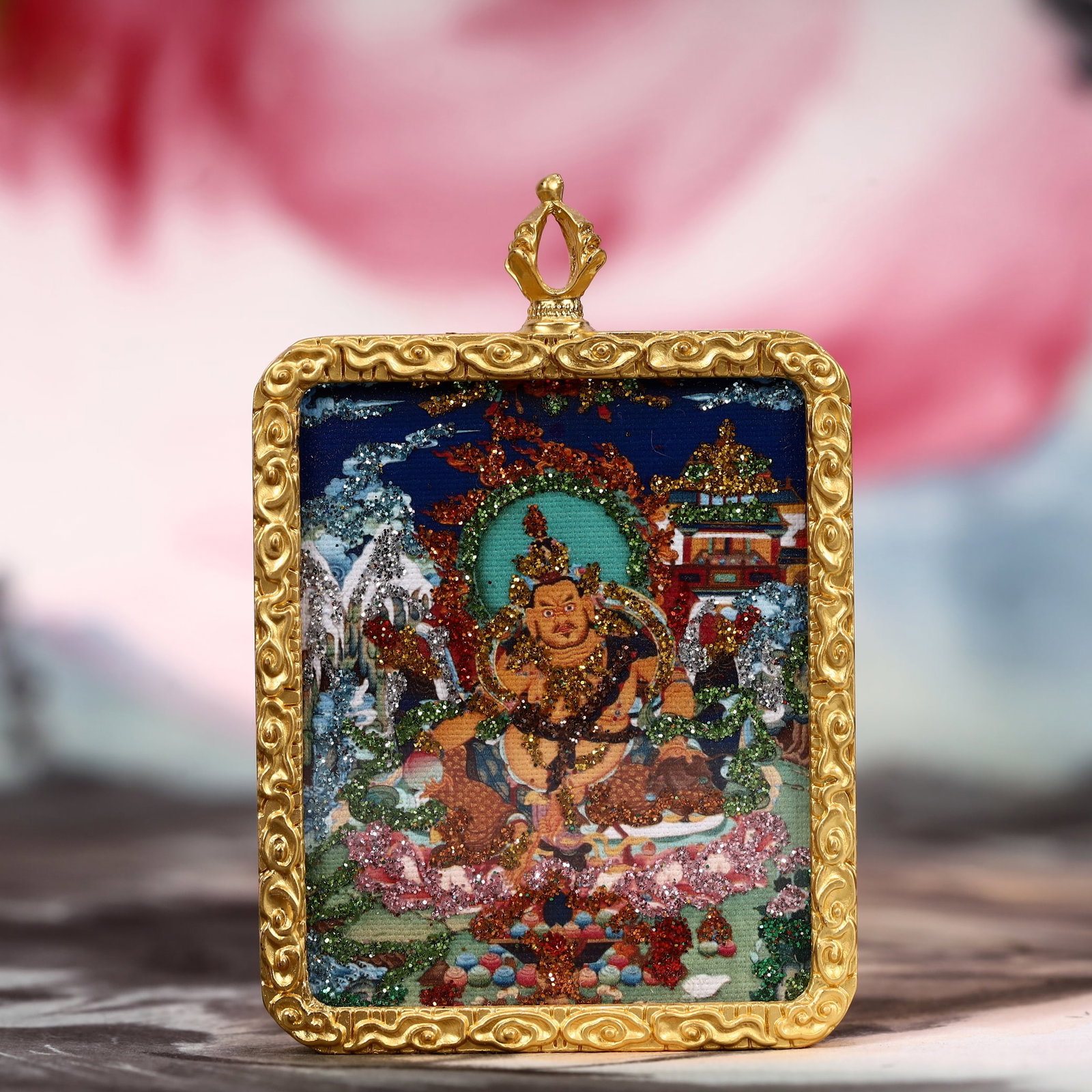 An Exquisite Painted Color Statue of Mammon Tangka: Estimated Value:1500-3000 An Exquisite Painted Color Statue of Mammon Tangka,Size:2inx2.8in 彩绘财神像唐卡