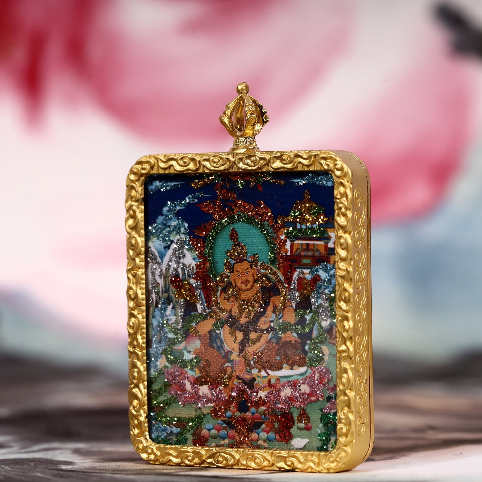 An Exquisite Painted Color Statue of Mammon Tangka - 2
