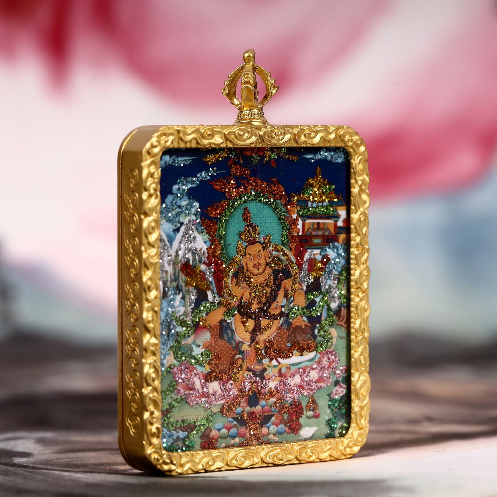 An Exquisite Painted Color Statue of Mammon Tangka - 3
