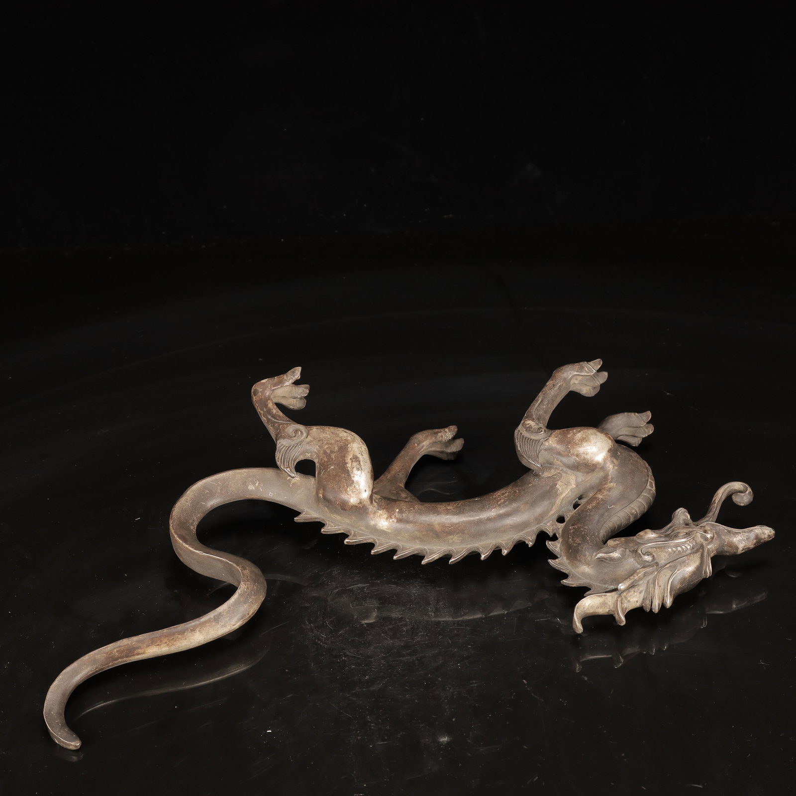 A Huge Silver-Plated Bronze Dragon Ornament - 12