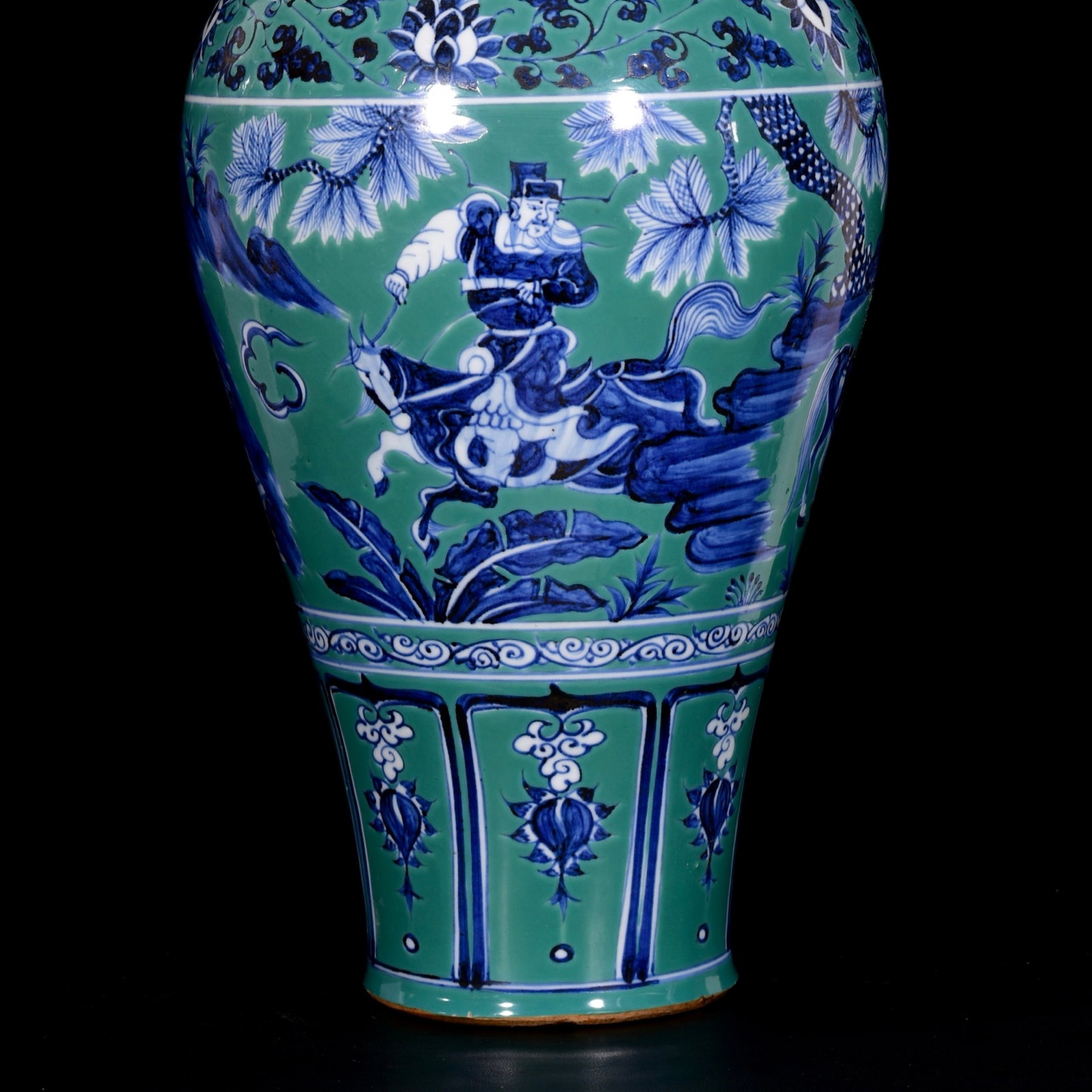 A Huge Blue and White Green Ground Character and Story Pattern Bottle - 3