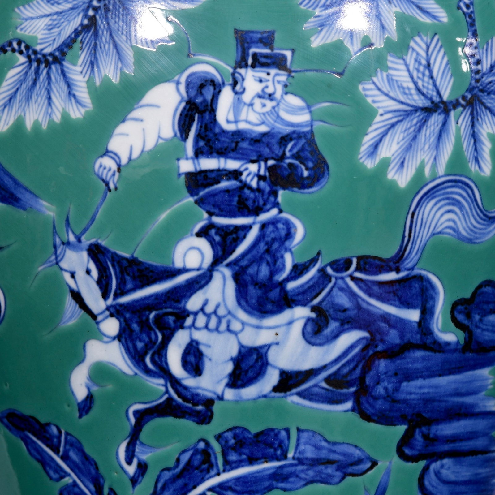 A Huge Blue and White Green Ground Character and Story Pattern Bottle - 4