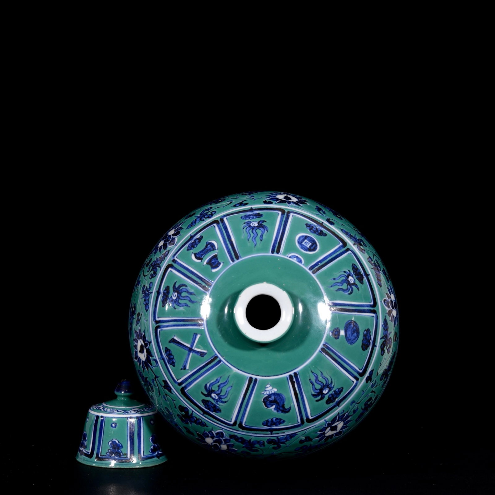 A Huge Blue and White Green Ground Character and Story Pattern Bottle - 8
