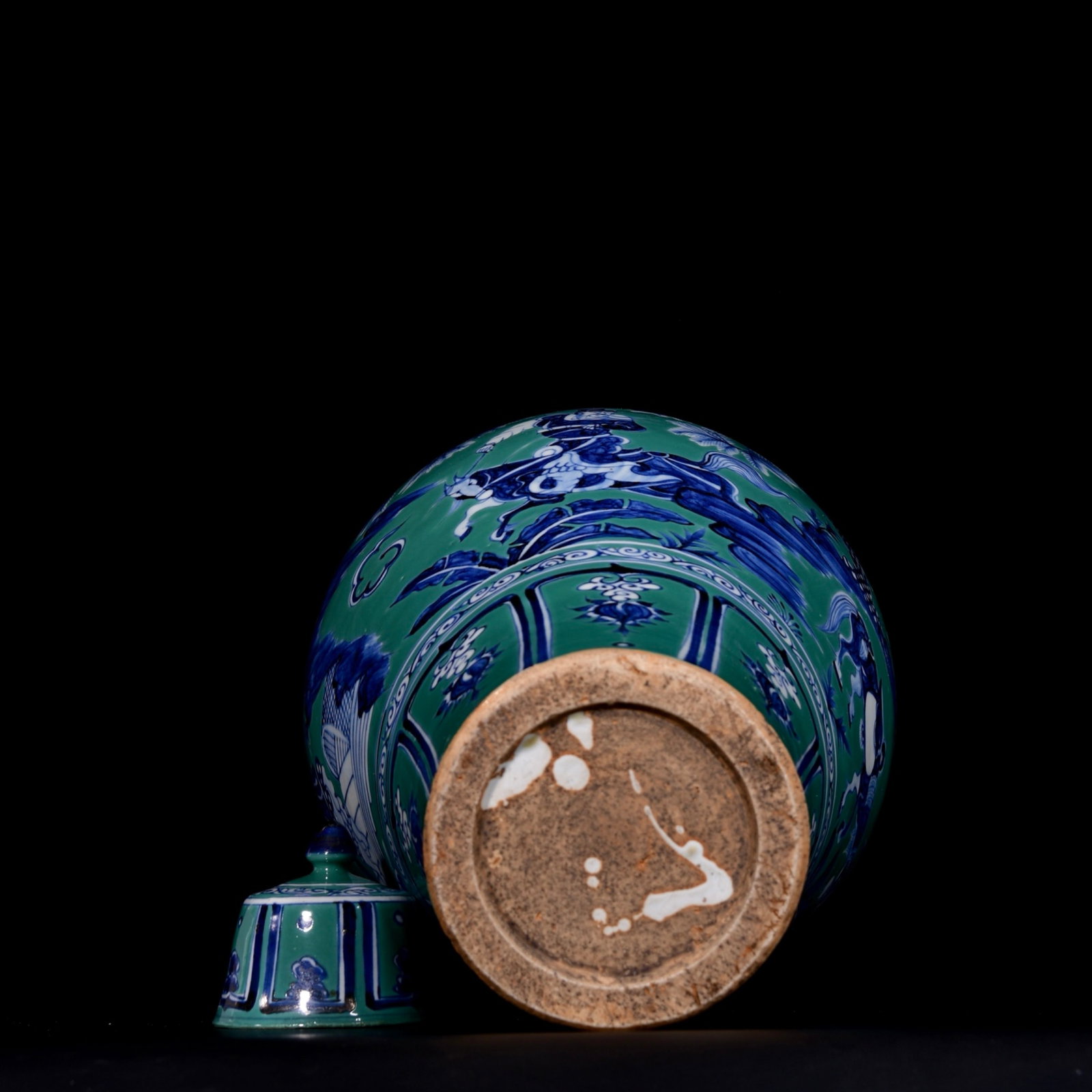 A Huge Blue and White Green Ground Character and Story Pattern Bottle - 9
