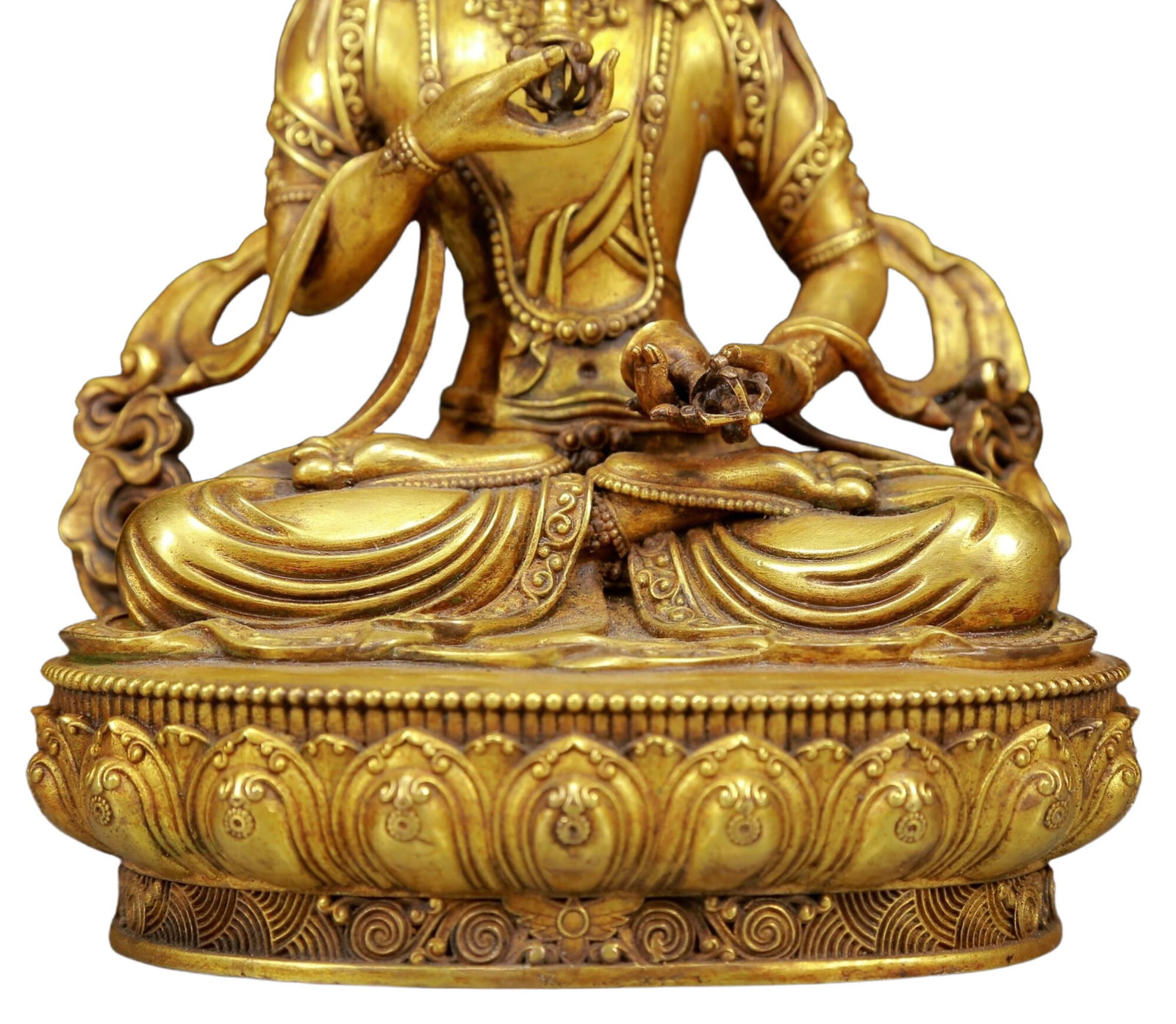 A Solemn Gilt Bronze Statue of Vajrasattva - 3