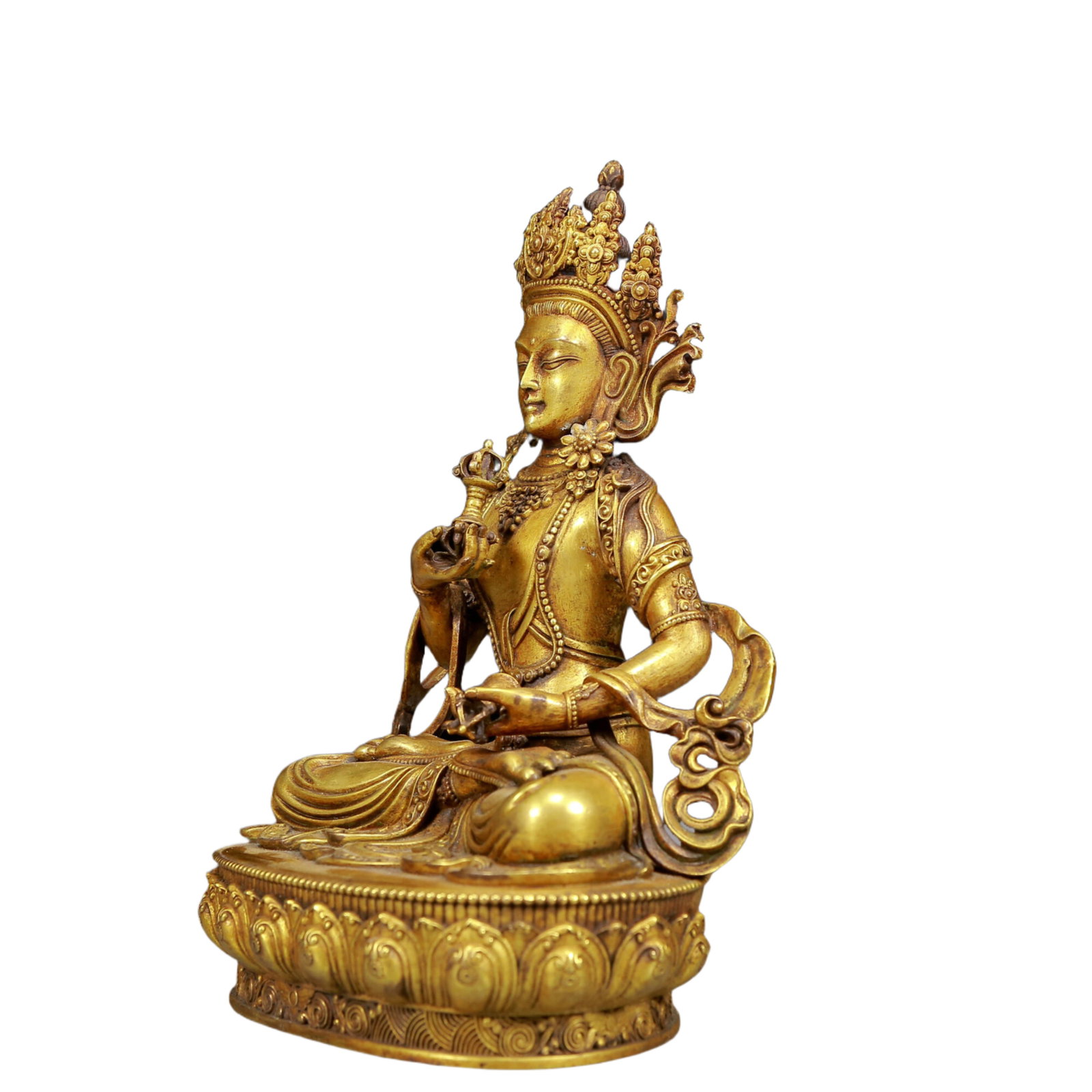 A Solemn Gilt Bronze Statue of Vajrasattva - 4