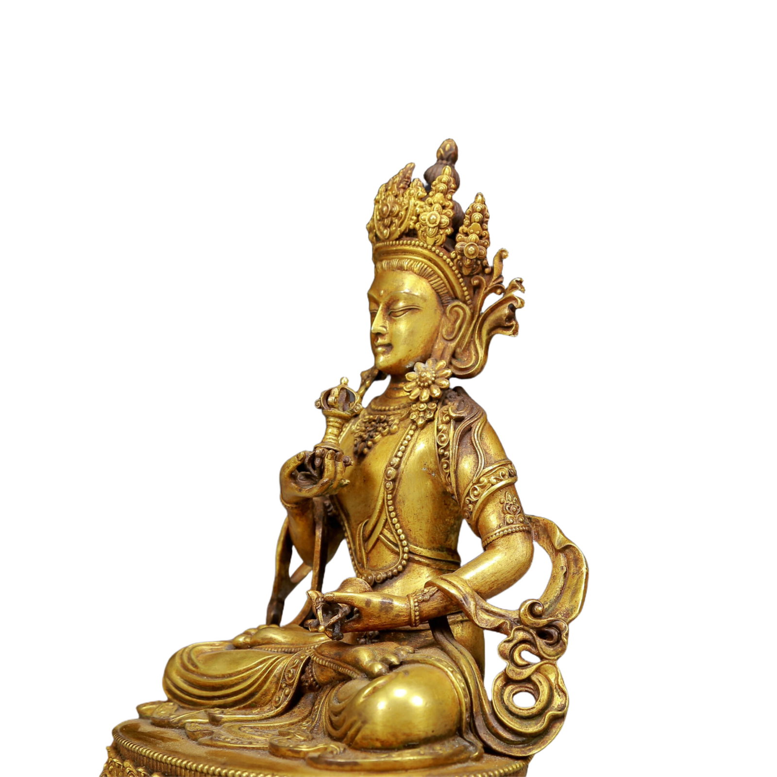 A Solemn Gilt Bronze Statue of Vajrasattva - 5