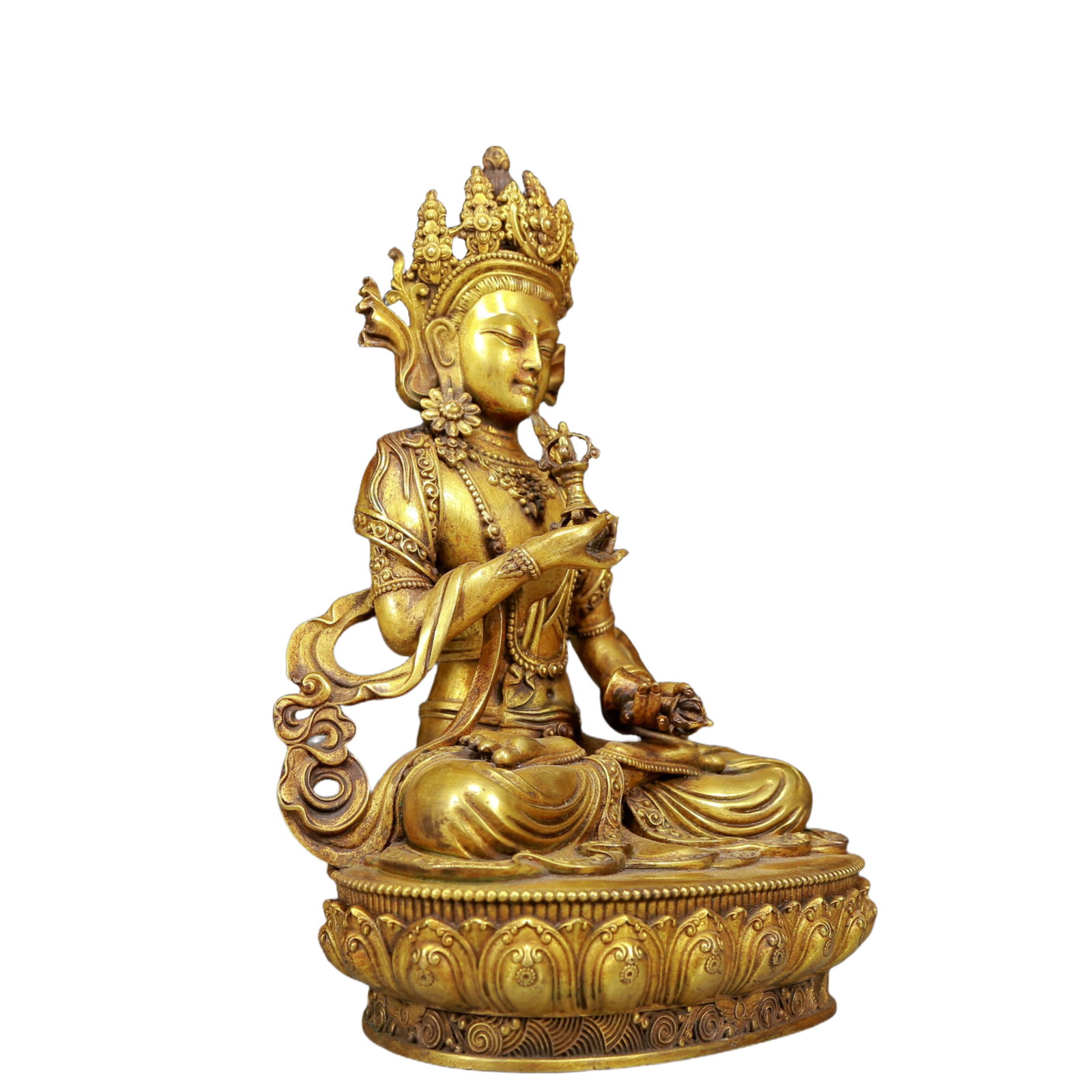 A Solemn Gilt Bronze Statue of Vajrasattva - 6