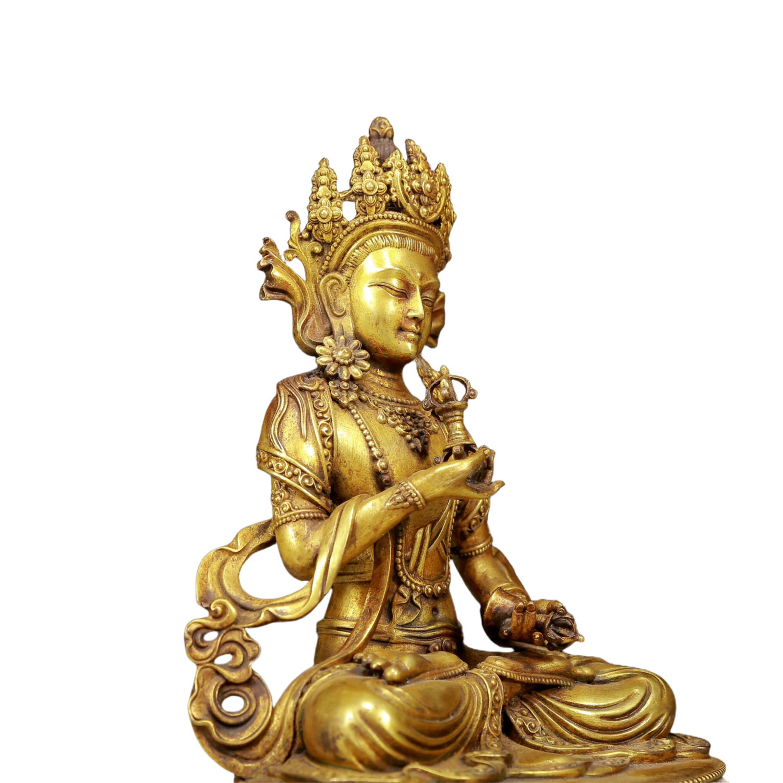 A Solemn Gilt Bronze Statue of Vajrasattva - 7