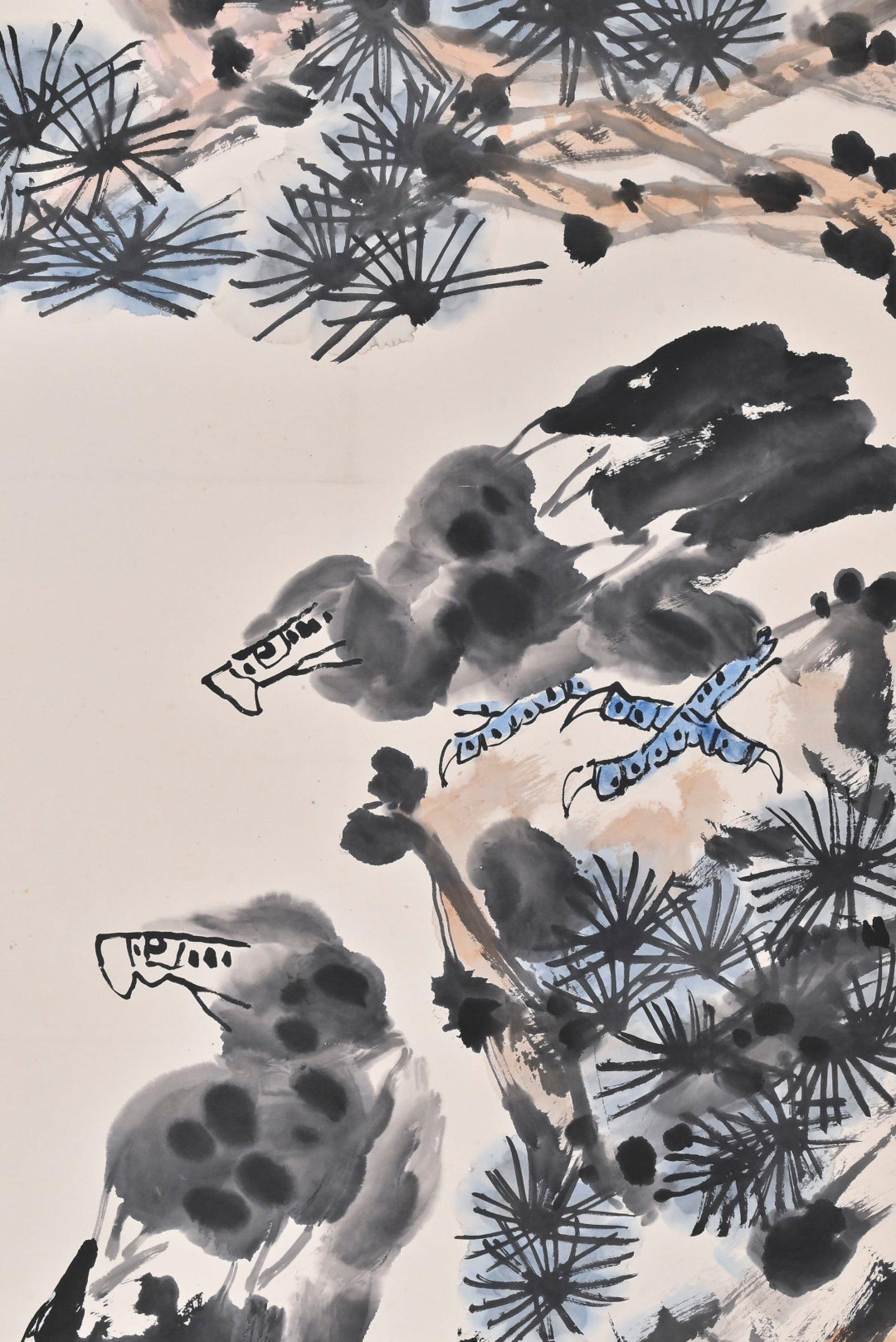 A Chinese Vertical Scroll Ink Painting of Pine and Eagle on Paper,Li Kuchan - 3