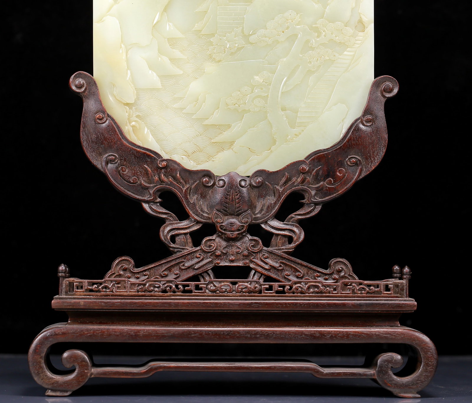 An Exquisite White Jade Landscape and Figure Pattern Table Screen - 6