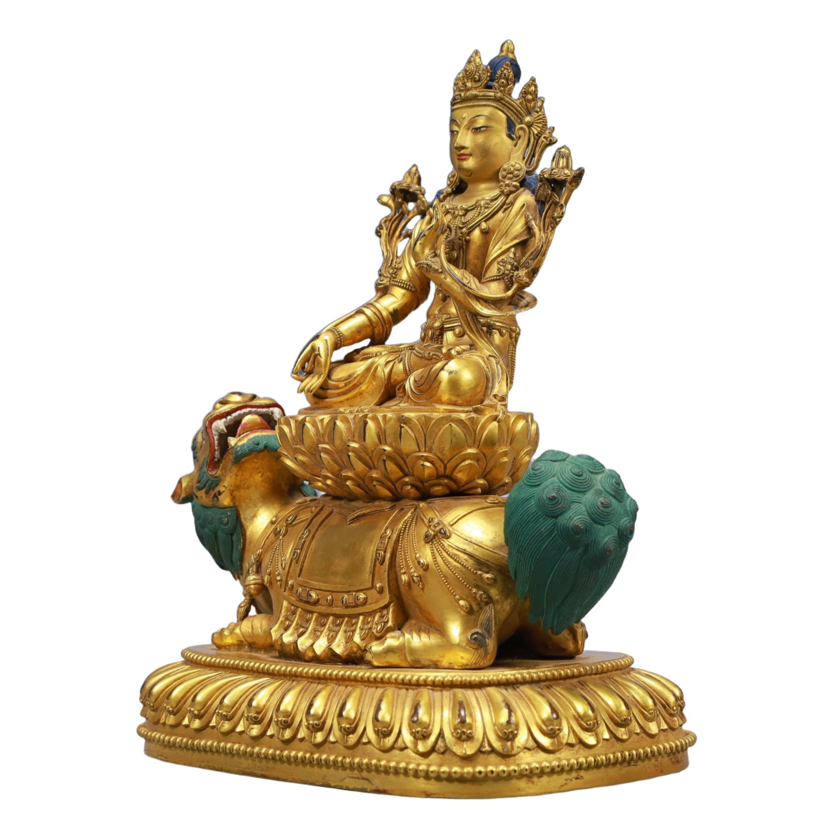A Solemn Gilt Bronze Statue of Samantabhadra - 4
