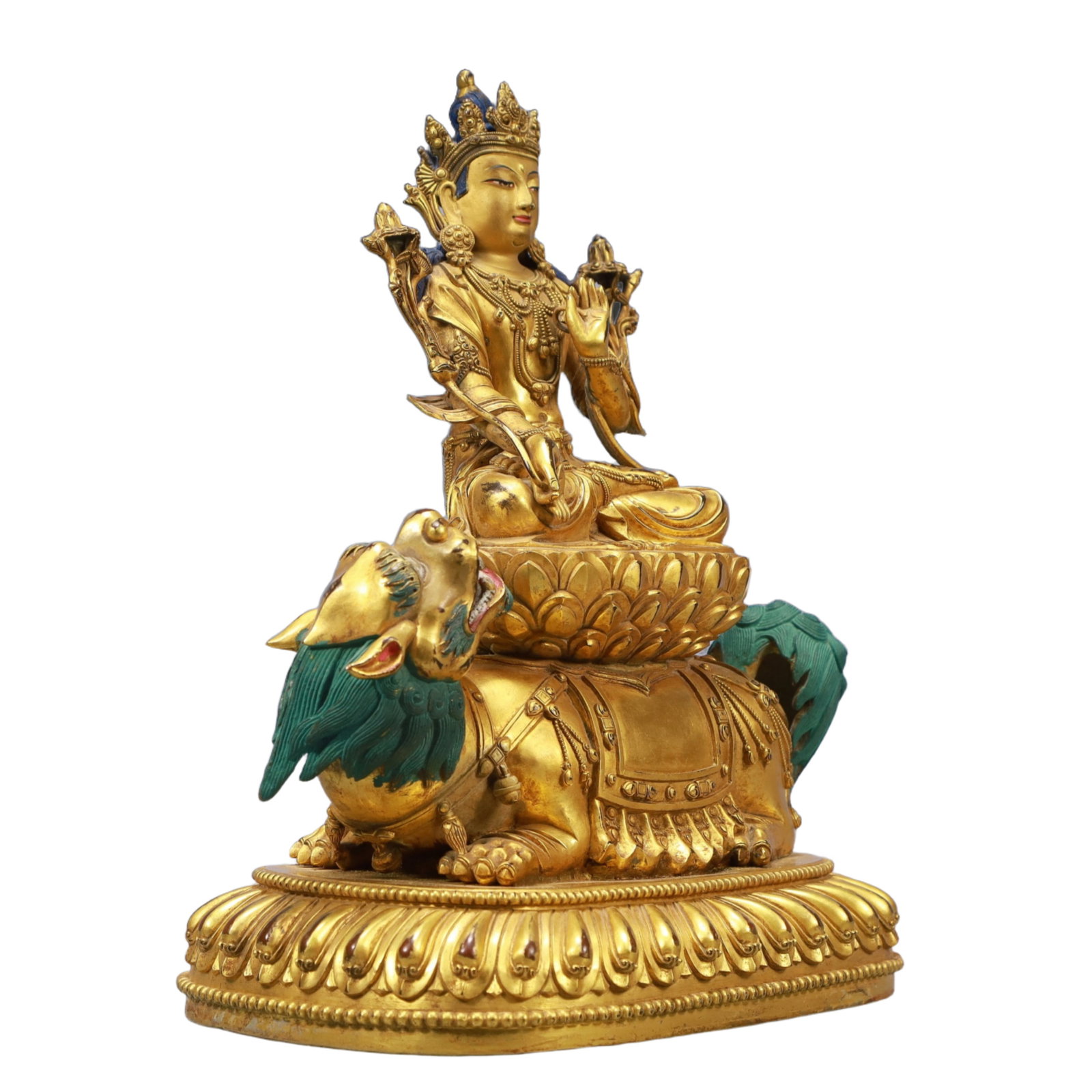 A Solemn Gilt Bronze Statue of Samantabhadra - 6