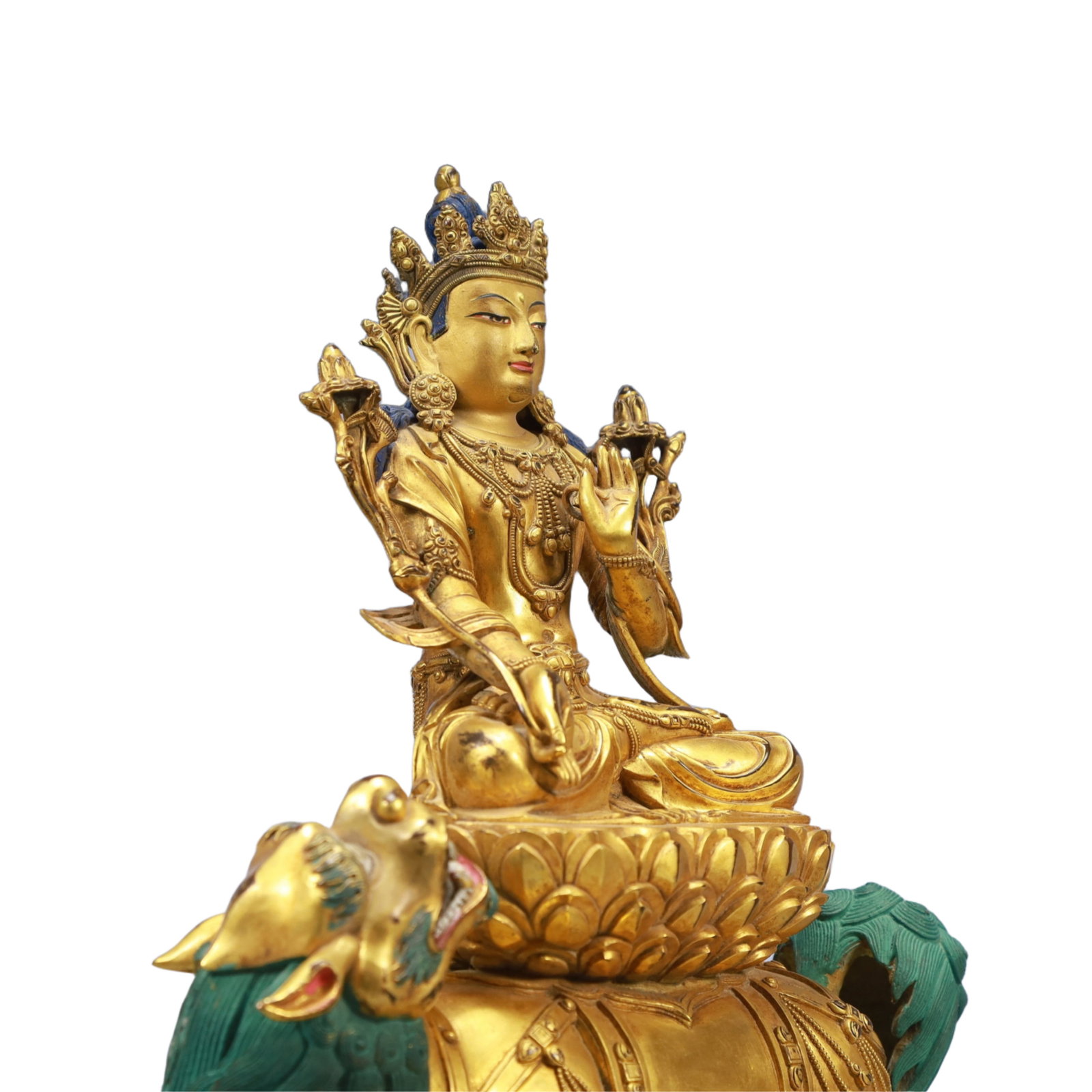 A Solemn Gilt Bronze Statue of Samantabhadra - 7