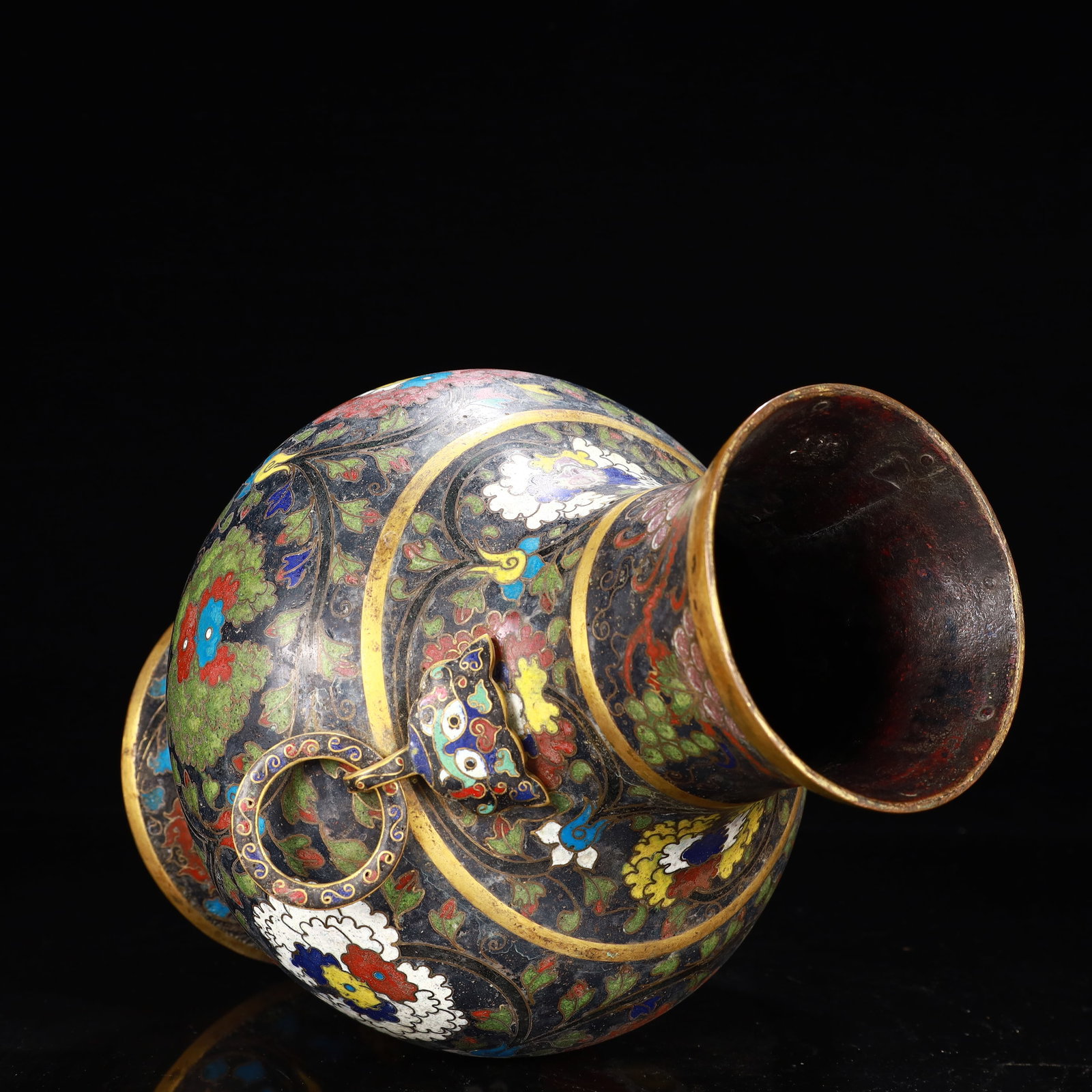 An Exquisite Cloisonne Flower Pattern Double-Ears Vase - 10