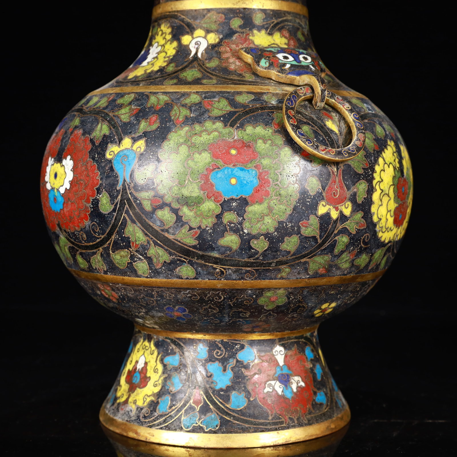 An Exquisite Cloisonne Flower Pattern Double-Ears Vase - 3