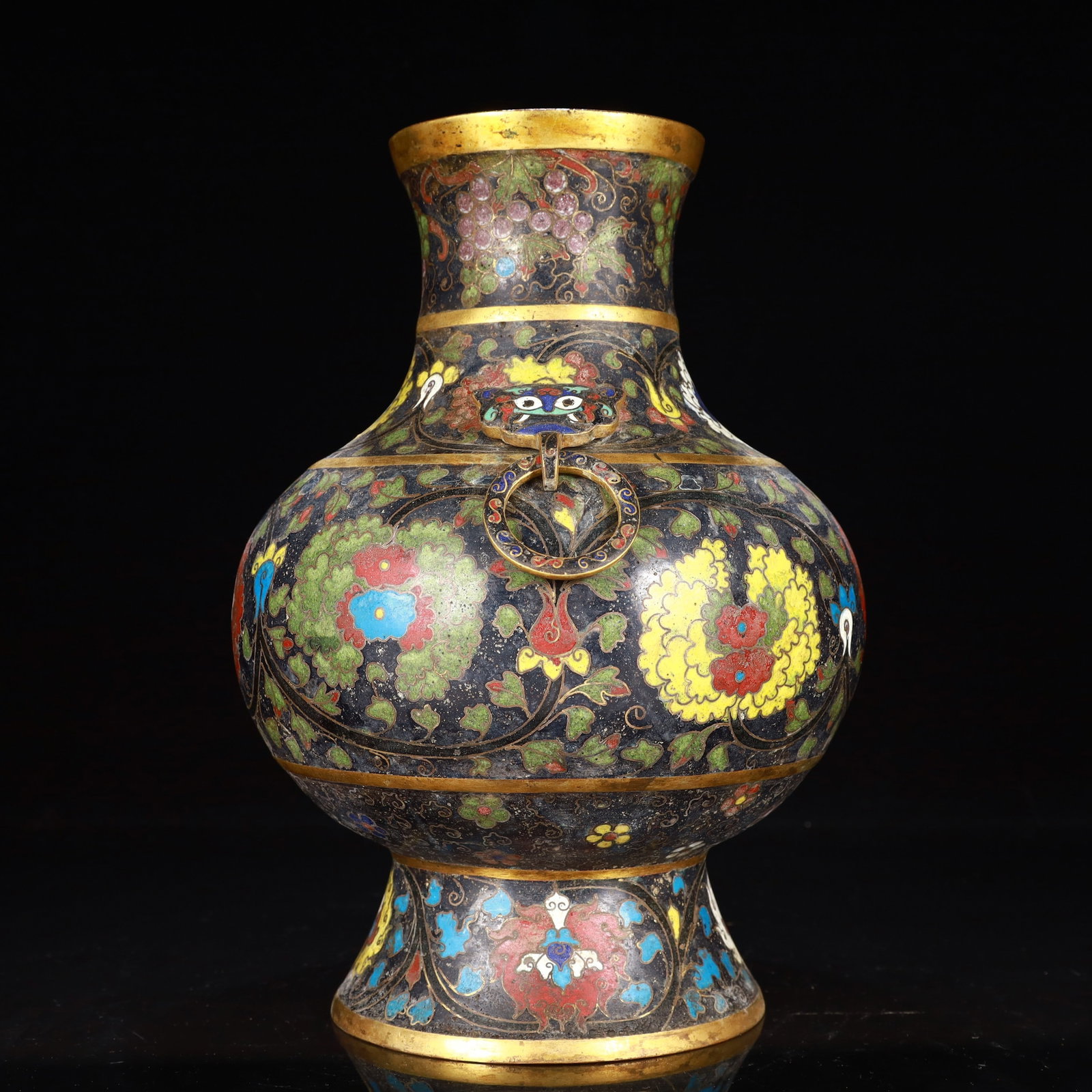An Exquisite Cloisonne Flower Pattern Double-Ears Vase - 4